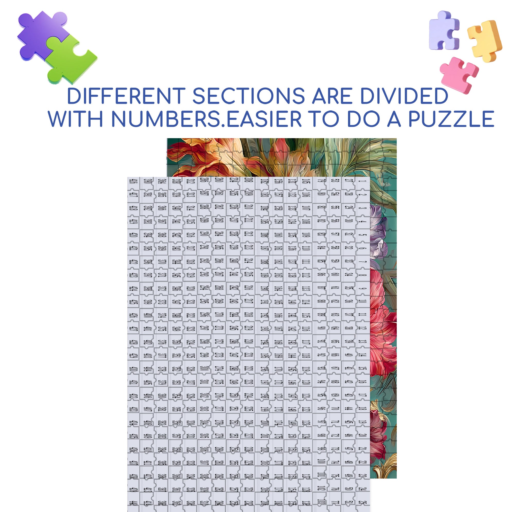 Beautiful Flowers 500pcs/1000pcs Jigsaw Puzzle, Scratch-Resistant, Interactive Family Game & Brain-Boosting DIY Decor, Perfect for Halloween, Christmas & New Year Gifts, Family Puzzle Game