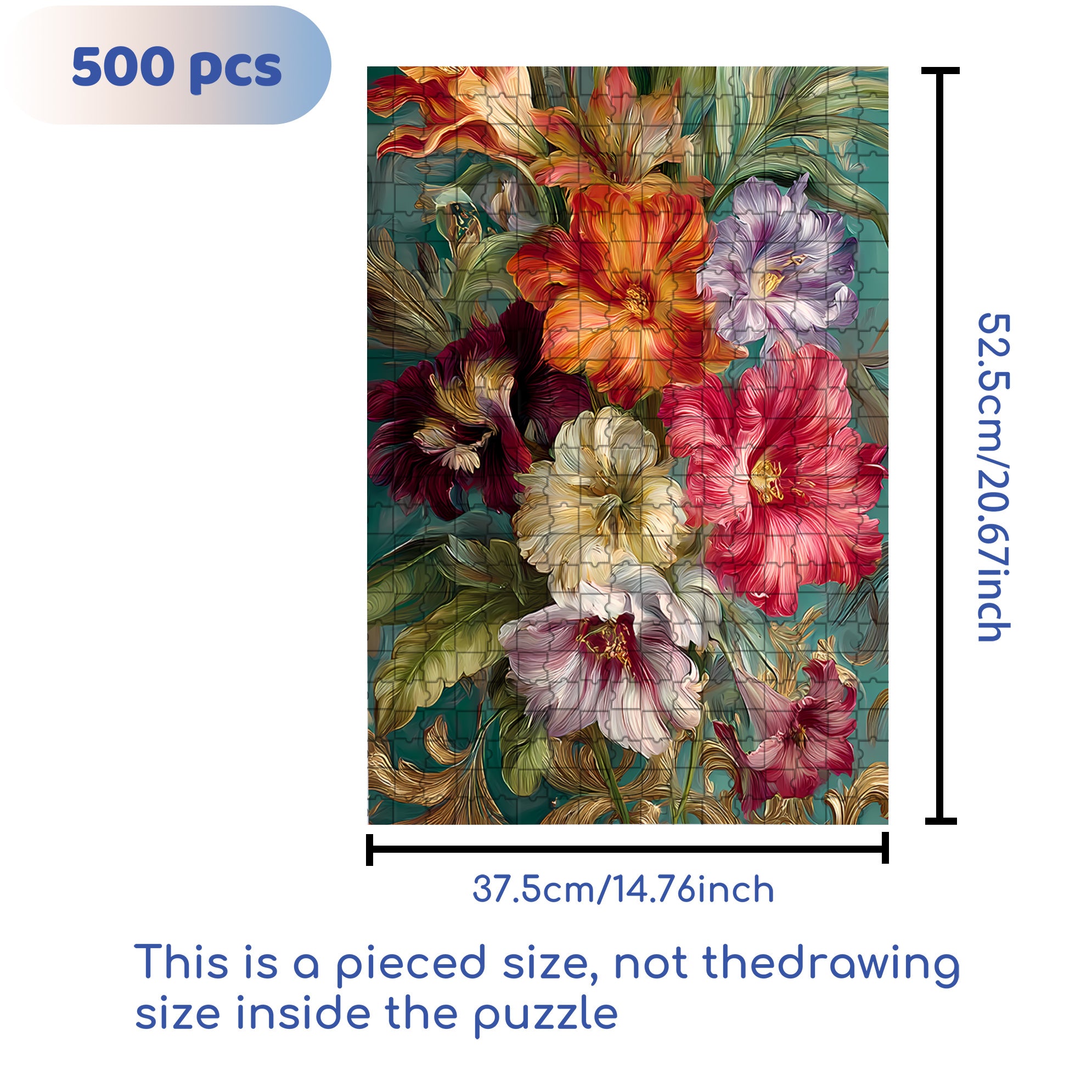 Beautiful Flowers 500pcs/1000pcs Jigsaw Puzzle, Scratch-Resistant, Interactive Family Game & Brain-Boosting DIY Decor, Perfect for Halloween, Christmas & New Year Gifts, Family Puzzle Game