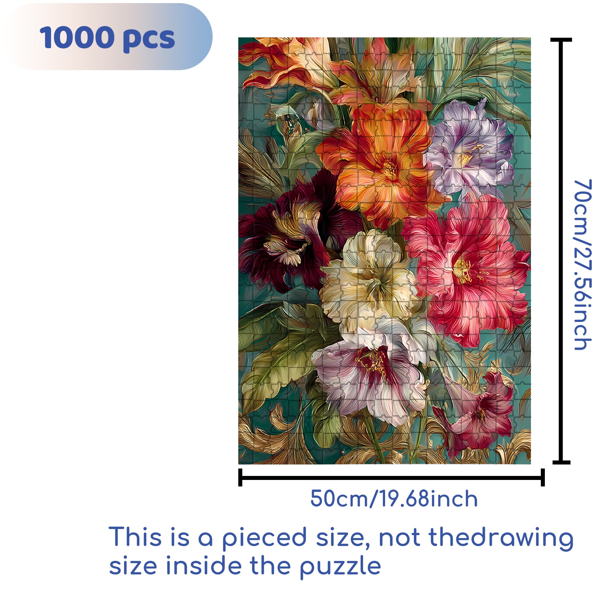 Beautiful Flowers 500pcs/1000pcs Jigsaw Puzzle, Scratch-Resistant, Interactive Family Game & Brain-Boosting DIY Decor, Perfect for Halloween, Christmas & New Year Gifts, Family Puzzle Game