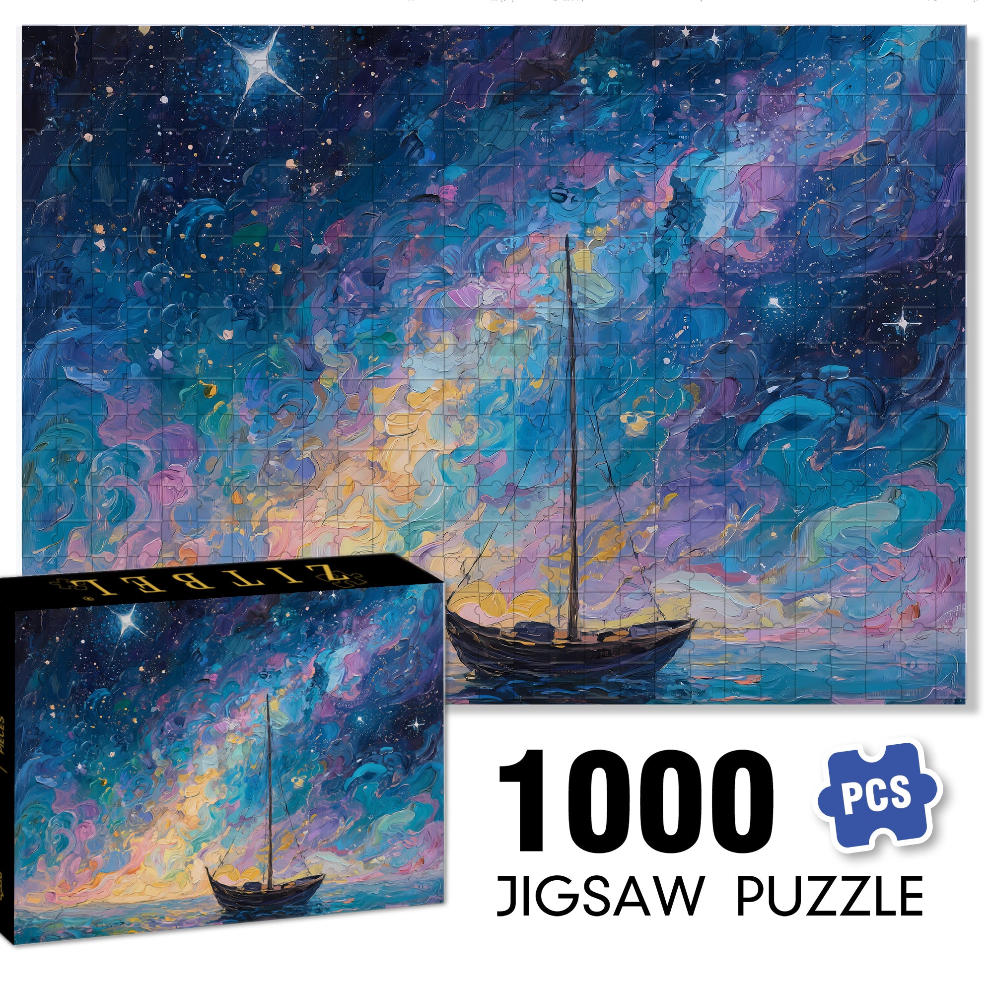 Brilliant Starry Sky 500pcs/1000pcs Jigsaw Puzzle, Scratch-Resistant, Interactive Family Game & Brain-Boosting DIY Decor, Perfect for Halloween, Christmas & New Year Gifts, Family Puzzle Game