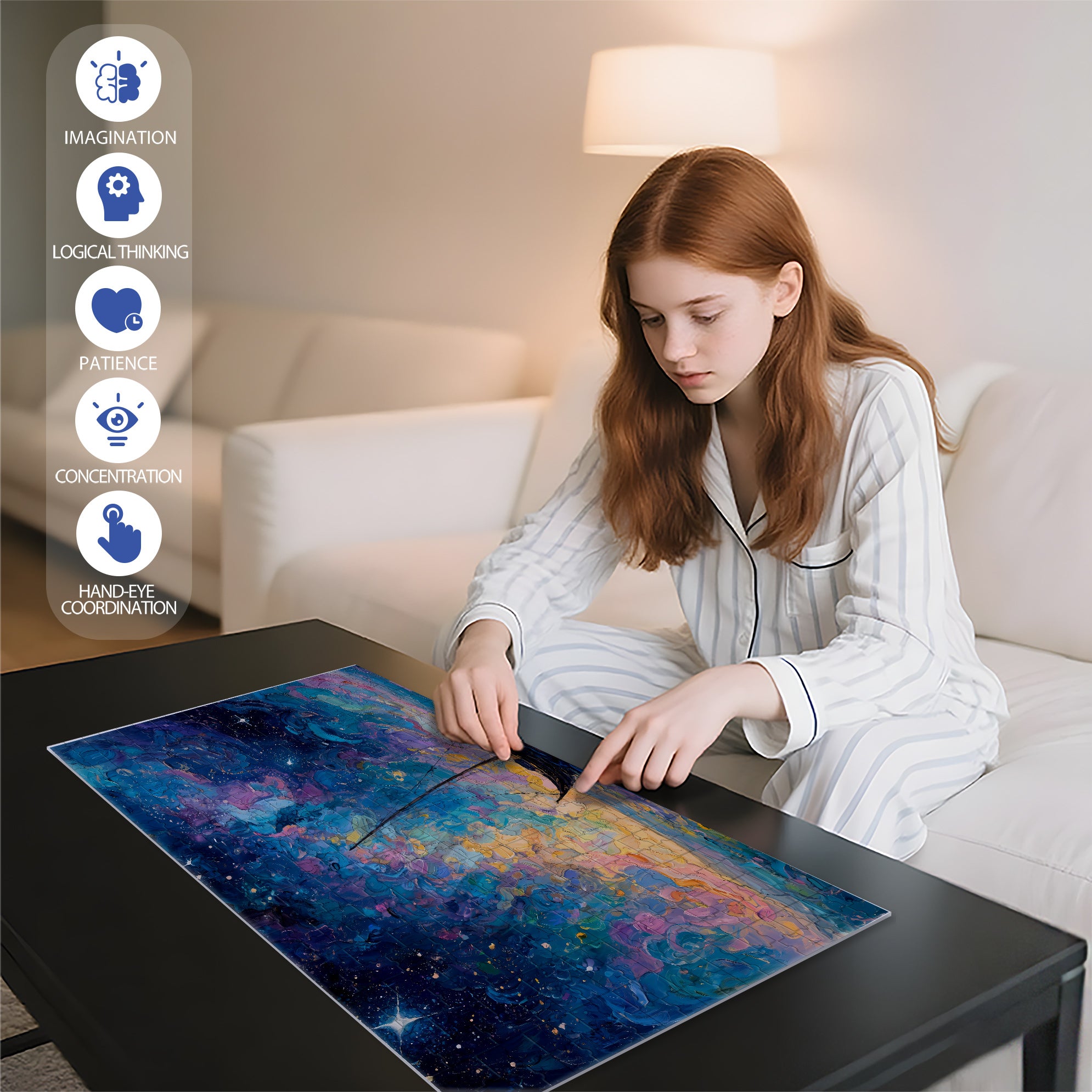 Brilliant Starry Sky 500pcs/1000pcs Jigsaw Puzzle, Scratch-Resistant, Interactive Family Game & Brain-Boosting DIY Decor, Perfect for Halloween, Christmas & New Year Gifts, Family Puzzle Game