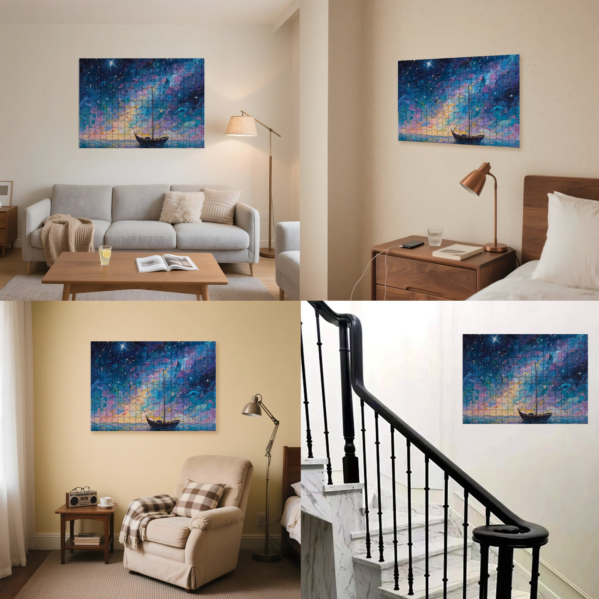 Brilliant Starry Sky 500pcs/1000pcs Jigsaw Puzzle, Scratch-Resistant, Interactive Family Game & Brain-Boosting DIY Decor, Perfect for Halloween, Christmas & New Year Gifts, Family Puzzle Game