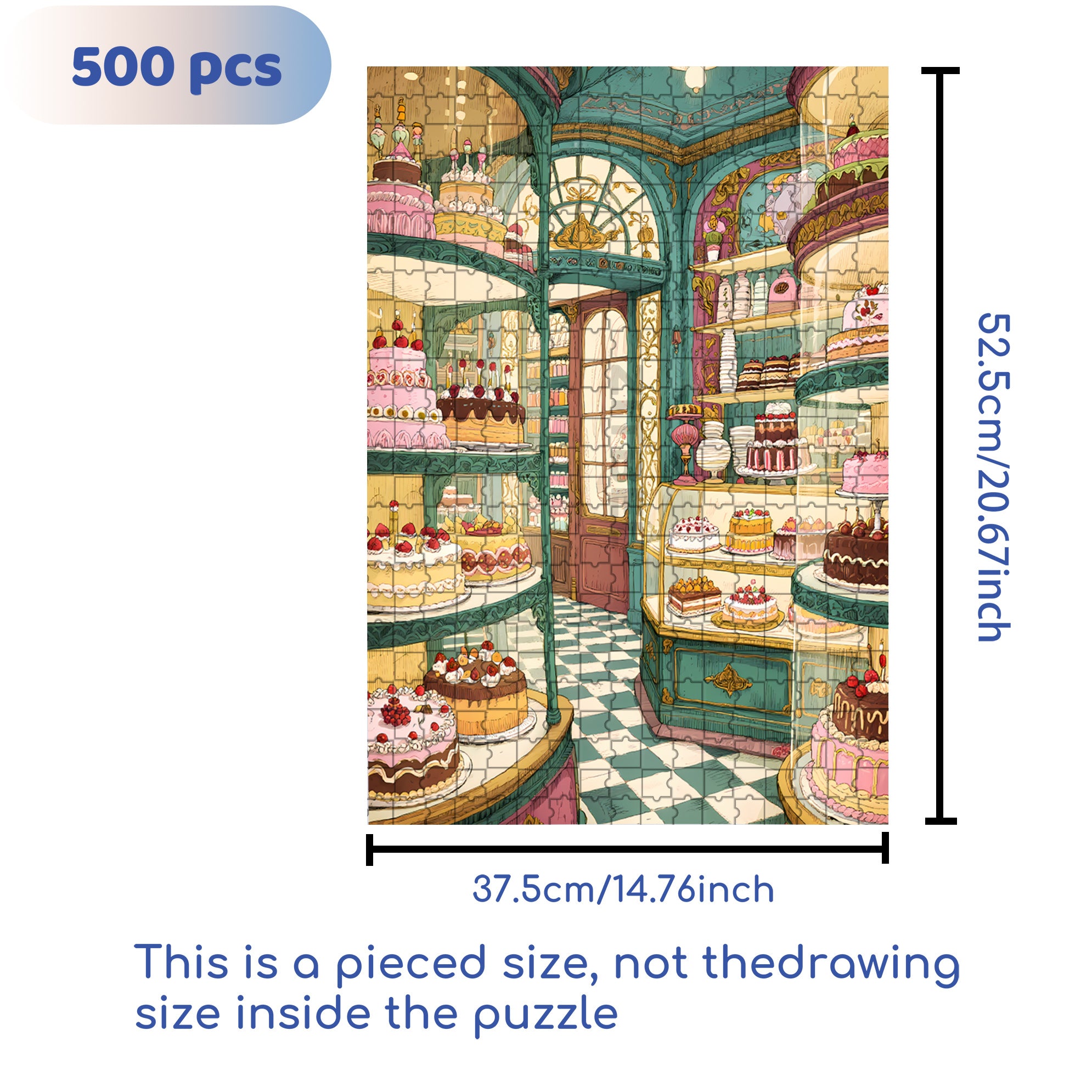 Cake Shop 500pcs/1000pcs Jigsaw Puzzle, Scratch-Resistant, Interactive Family Game & Brain-Boosting DIY Decor, Perfect for Halloween, Christmas & New Year Gifts, Family Puzzle Game