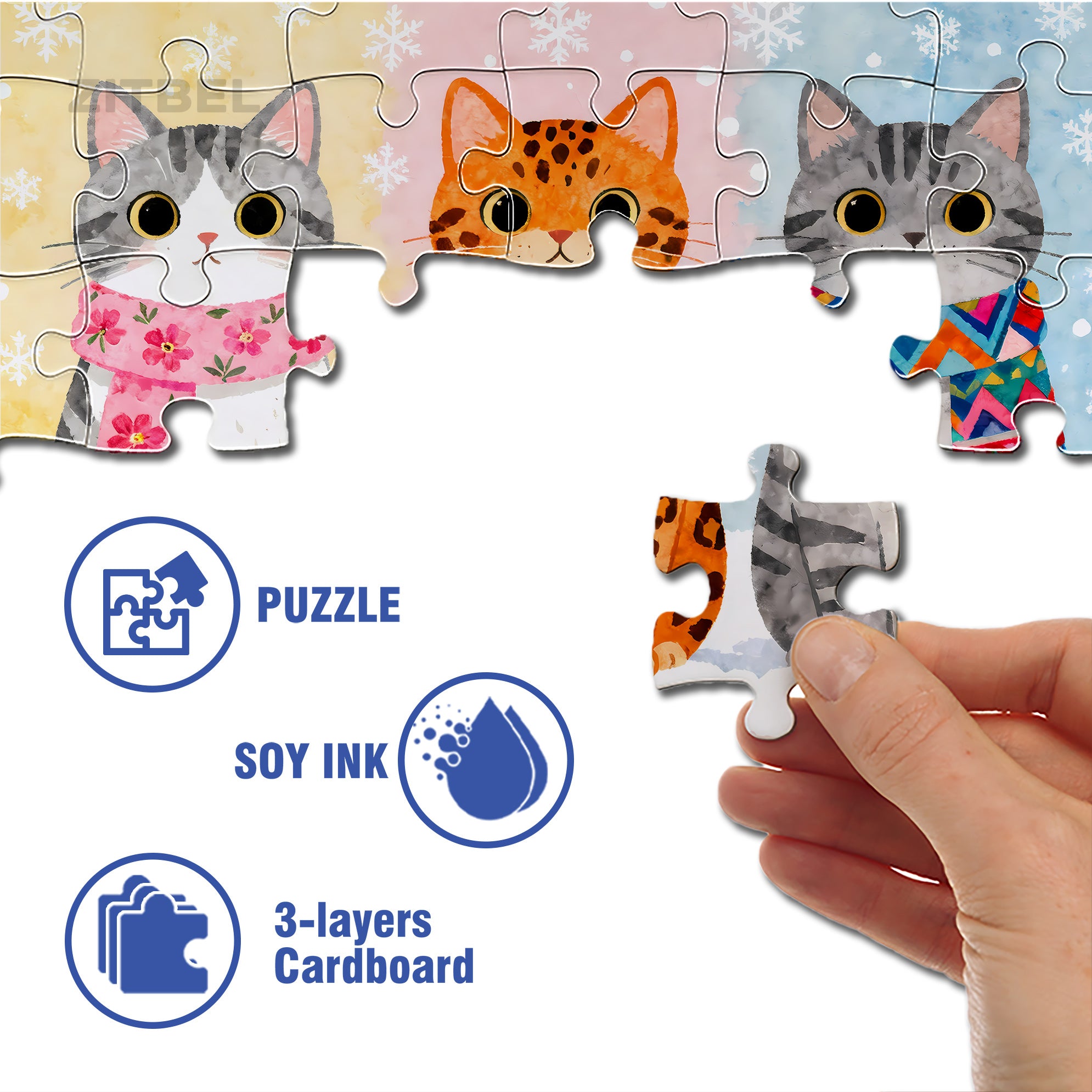 Cats Group Photo  500pcs/1000pcs Jigsaw Puzzle, Scratch-Resistant, Interactive Family Game & Brain-Boosting DIY Decor, Perfect for Halloween, Christmas & New Year Gifts, Family Puzzle Game