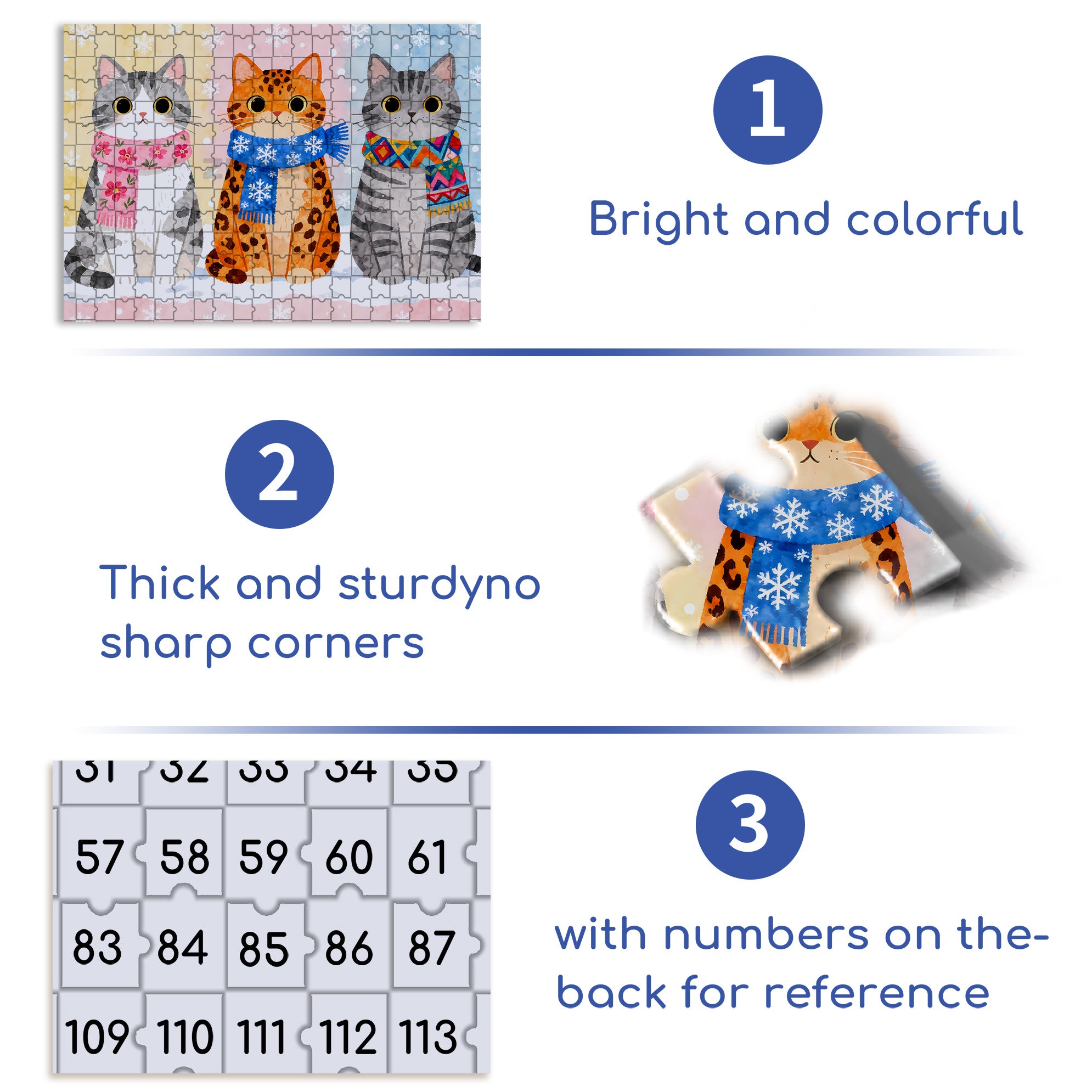 Cats Group Photo  500pcs/1000pcs Jigsaw Puzzle, Scratch-Resistant, Interactive Family Game & Brain-Boosting DIY Decor, Perfect for Halloween, Christmas & New Year Gifts, Family Puzzle Game