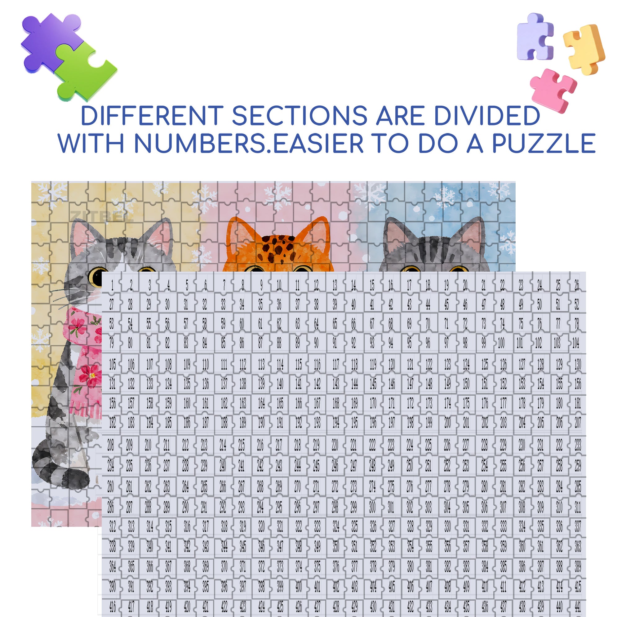 Cats Group Photo  500pcs/1000pcs Jigsaw Puzzle, Scratch-Resistant, Interactive Family Game & Brain-Boosting DIY Decor, Perfect for Halloween, Christmas & New Year Gifts, Family Puzzle Game