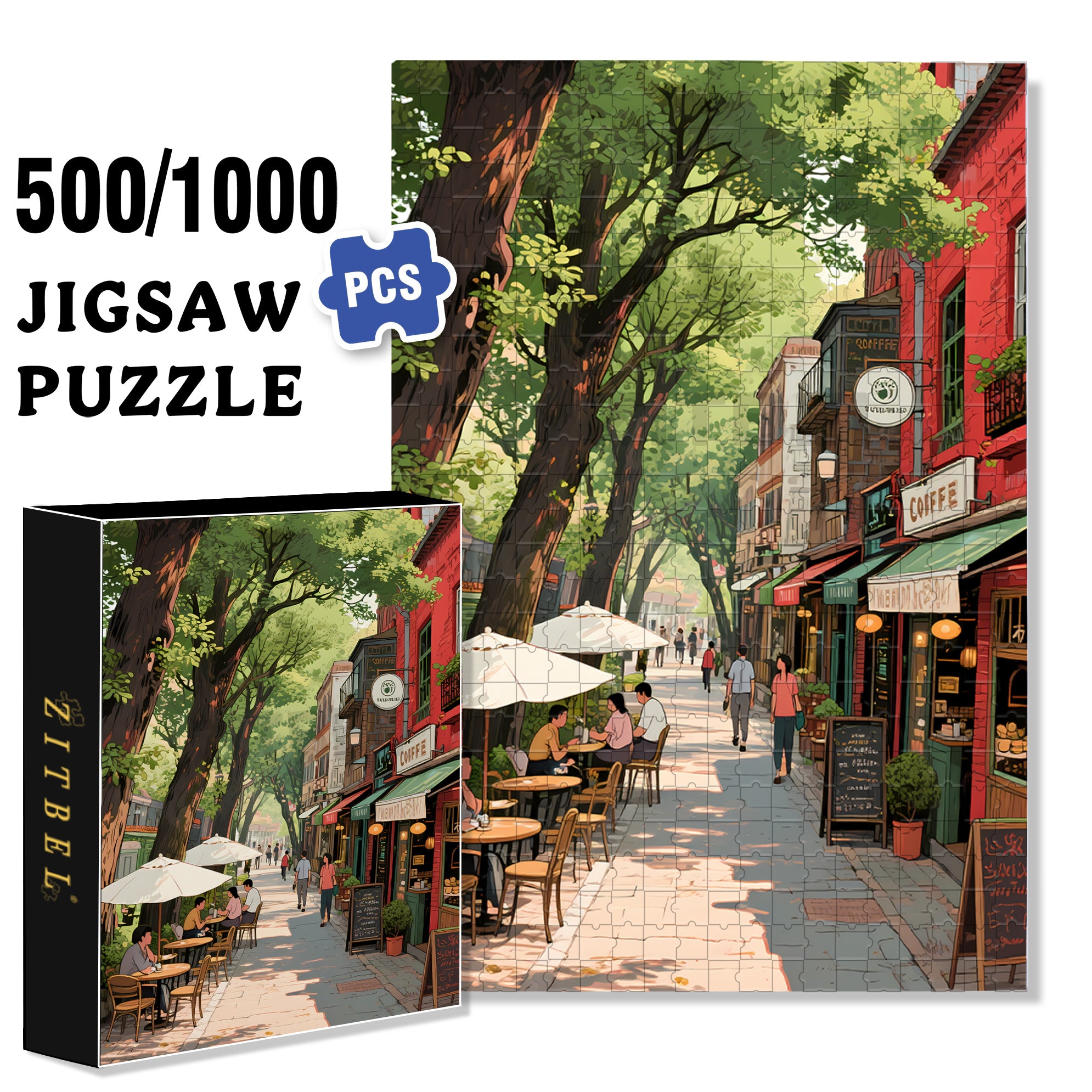 City Impression 500pcs/1000pcs Jigsaw Puzzle, Scratch-Resistant, Interactive Family Game & Brain-Boosting DIY Decor, Perfect for Halloween, Christmas & New Year Gifts, Family Puzzle Game