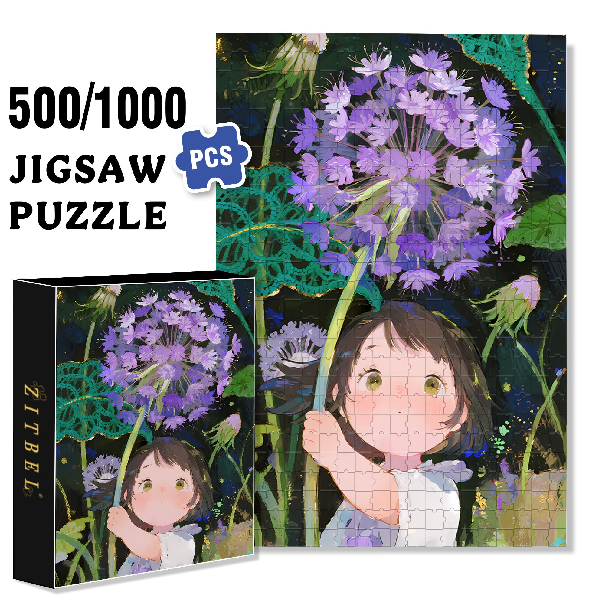 Dandelion 500pcs/1000pcs Jigsaw Puzzle, Scratch-Resistant, Interactive Family Game & Brain-Boosting DIY Decor, Perfect for Halloween, Christmas & New Year Gifts, Family Puzzle Game