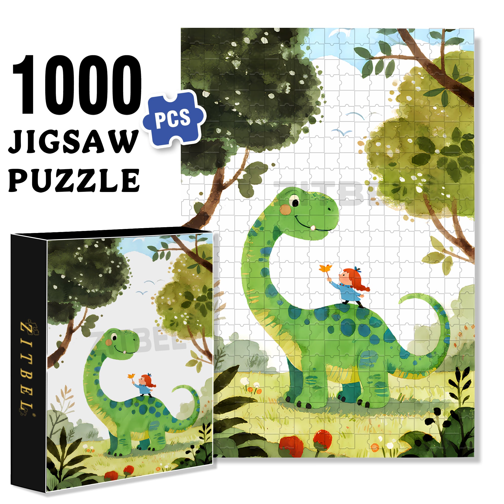 Dinosaurs And Me 500pcs/1000pcs Jigsaw Puzzle, Scratch-Resistant, Interactive Family Game & Brain-Boosting DIY Decor, Perfect for Halloween, Christmas & New Year Gifts, Family Puzzle Game