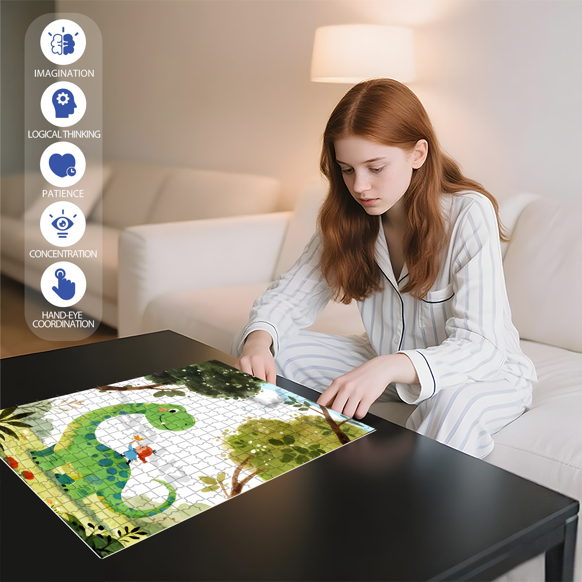 Dinosaurs And Me 500pcs/1000pcs Jigsaw Puzzle, Scratch-Resistant, Interactive Family Game & Brain-Boosting DIY Decor, Perfect for Halloween, Christmas & New Year Gifts, Family Puzzle Game