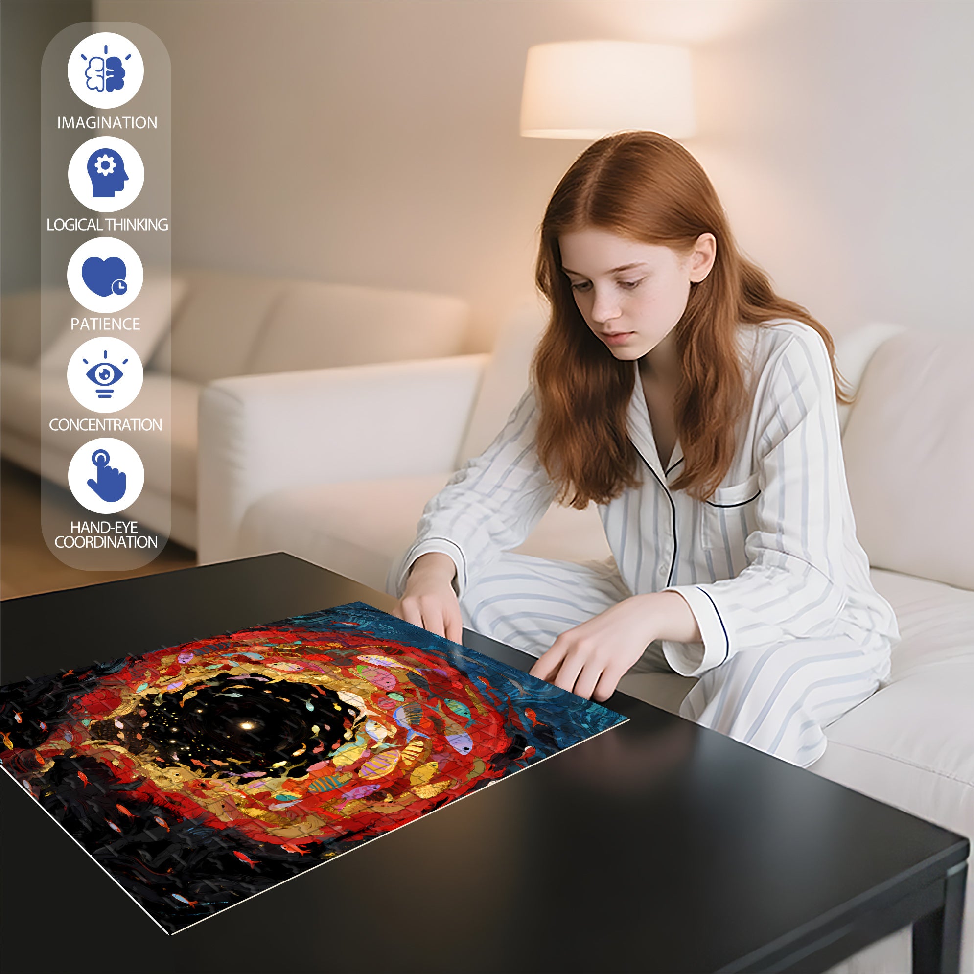 Eddy 500pcs/1000pcs Jigsaw Puzzle, Scratch-Resistant, Interactive Family Game & Brain-Boosting DIY Decor, Perfect for Halloween, Christmas & New Year Gifts, Family Puzzle Game