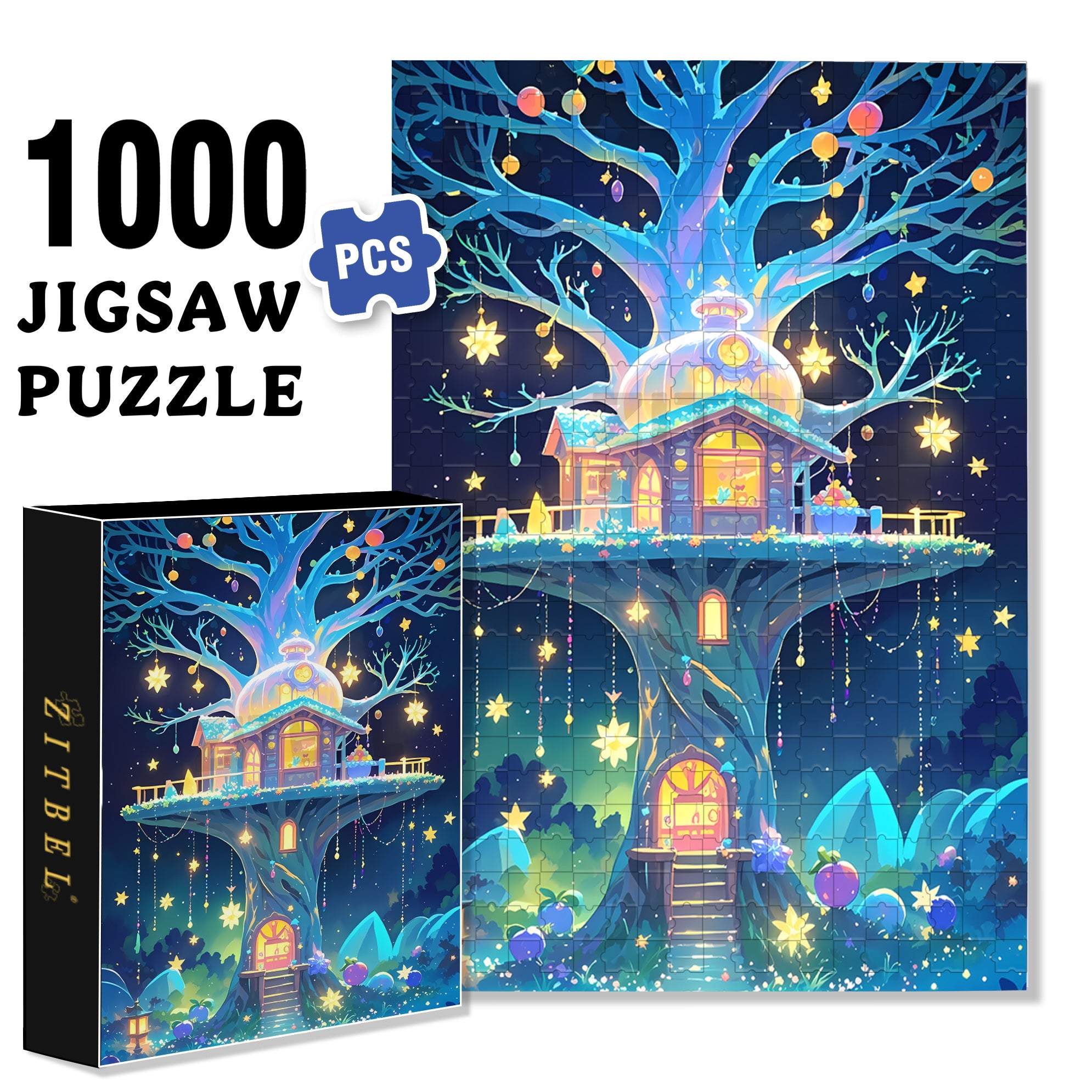 Fairy Tale World 500pcs/1000pcs Jigsaw Puzzle, Scratch-Resistant, Interactive Family Game & Brain-Boosting DIY Decor, Perfect for Halloween, Christmas & New Year Gifts, Family Puzzle Game