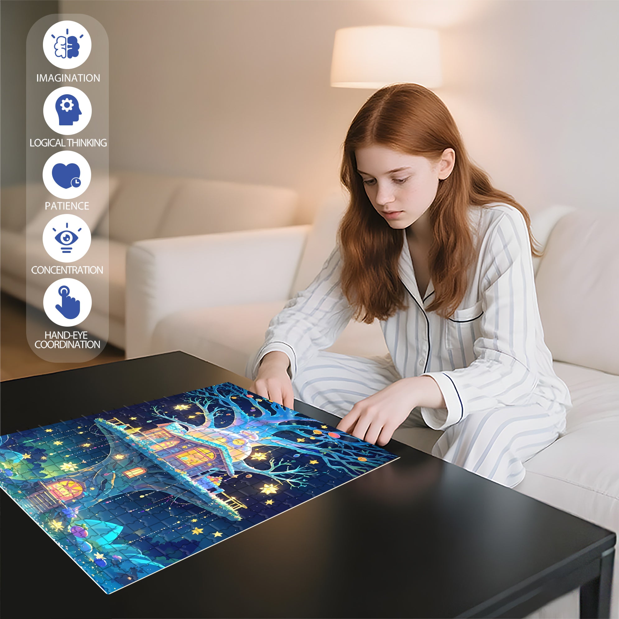 Fairy Tale World 500pcs/1000pcs Jigsaw Puzzle, Scratch-Resistant, Interactive Family Game & Brain-Boosting DIY Decor, Perfect for Halloween, Christmas & New Year Gifts, Family Puzzle Game