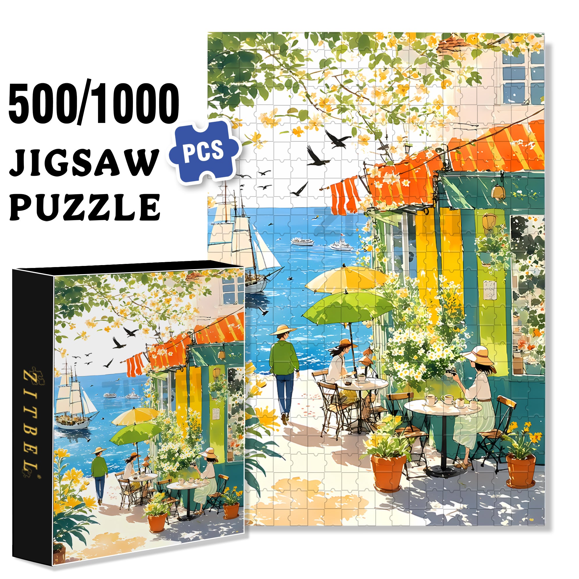 Falling Petals 500pcs/1000pcs Jigsaw Puzzle, Scratch-Resistant, Interactive Family Game & Brain-Boosting DIY Decor, Perfect for Halloween, Christmas & New Year Gifts, Family Puzzle Game