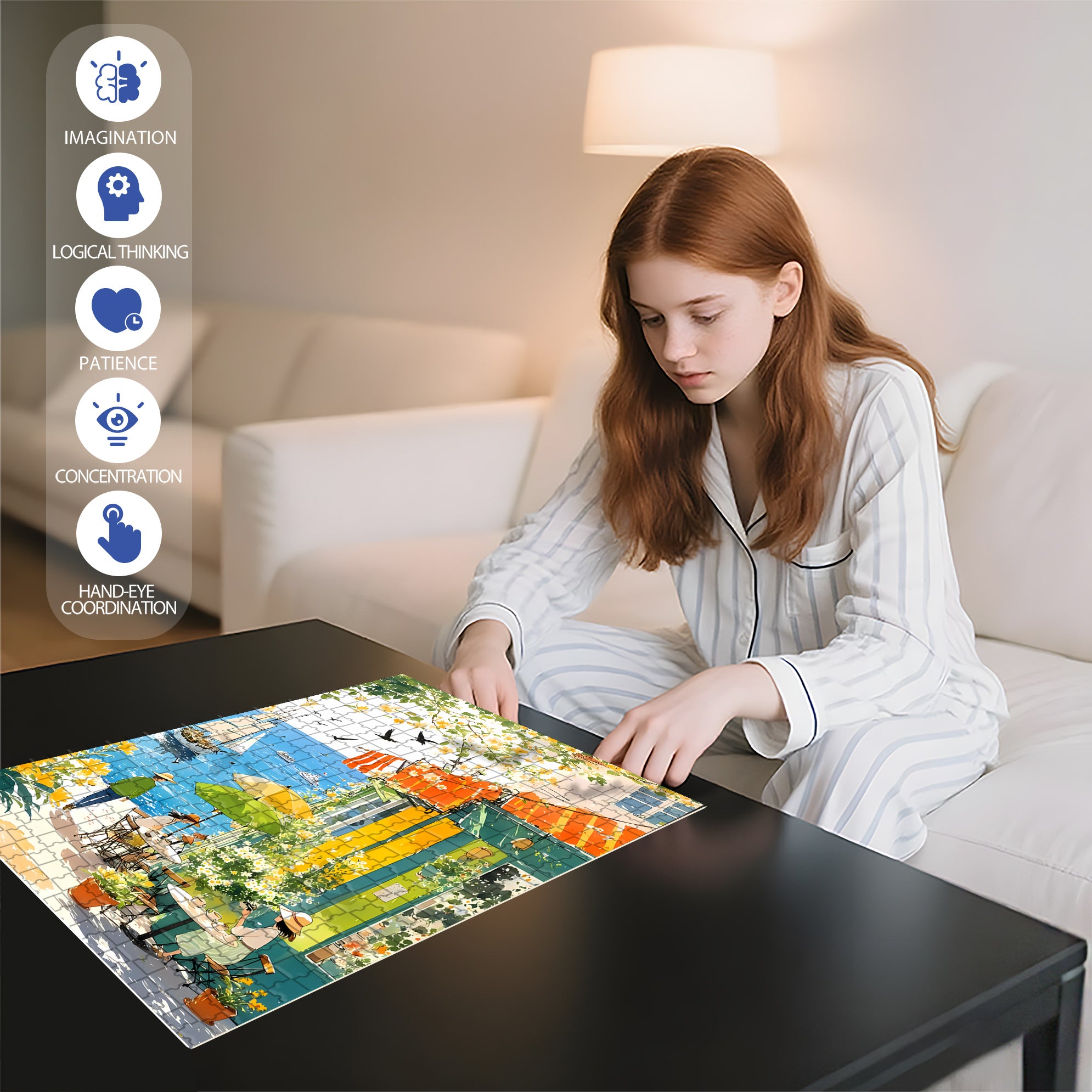 Falling Petals 500pcs/1000pcs Jigsaw Puzzle, Scratch-Resistant, Interactive Family Game & Brain-Boosting DIY Decor, Perfect for Halloween, Christmas & New Year Gifts, Family Puzzle Game
