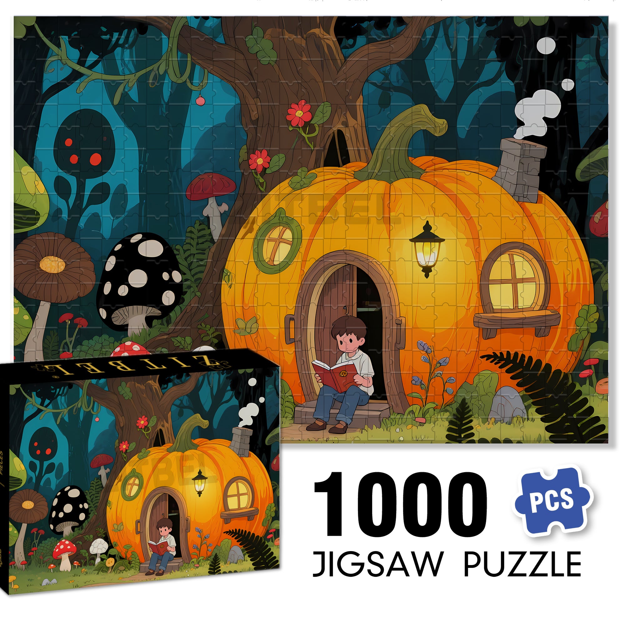 Fantasy Pumpkin House 500pcs/1000pcs Jigsaw Puzzle, Scratch-Resistant, Interactive Family Game & Brain-Boosting DIY Decor, Perfect for Halloween, Christmas & New Year Gifts, Family Puzzle Game