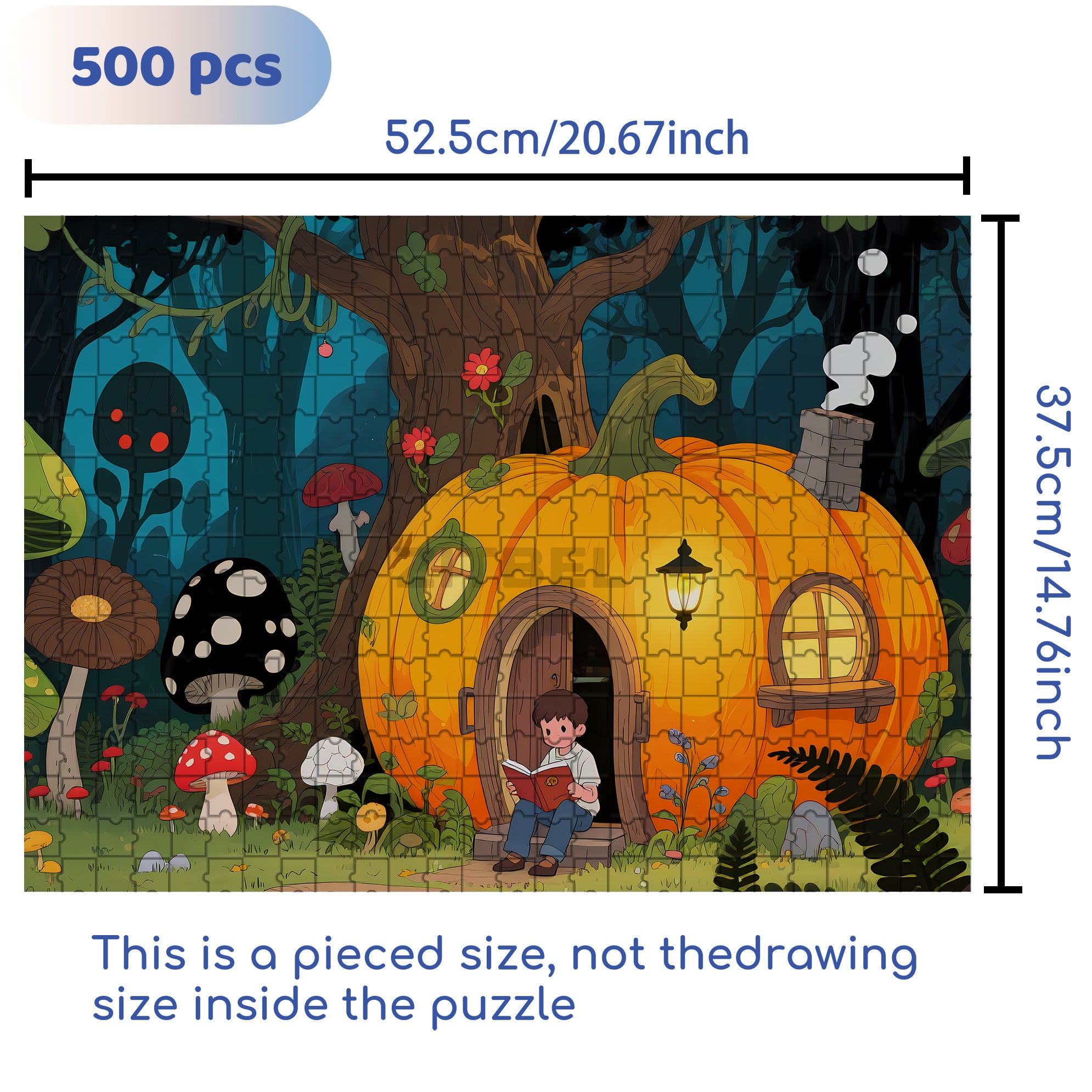 Fantasy Pumpkin House 500pcs/1000pcs Jigsaw Puzzle, Scratch-Resistant, Interactive Family Game & Brain-Boosting DIY Decor, Perfect for Halloween, Christmas & New Year Gifts, Family Puzzle Game