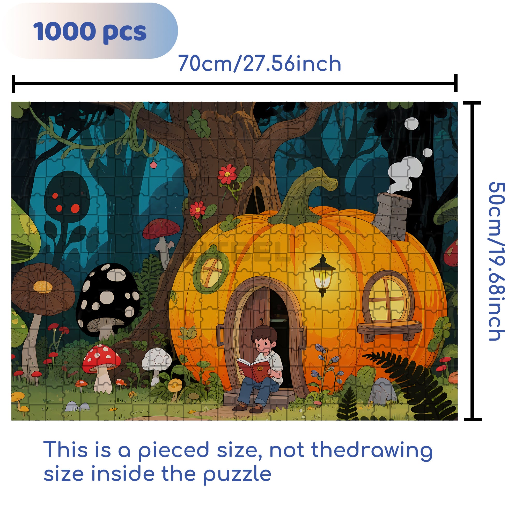 Fantasy Pumpkin House 500pcs/1000pcs Jigsaw Puzzle, Scratch-Resistant, Interactive Family Game & Brain-Boosting DIY Decor, Perfect for Halloween, Christmas & New Year Gifts, Family Puzzle Game