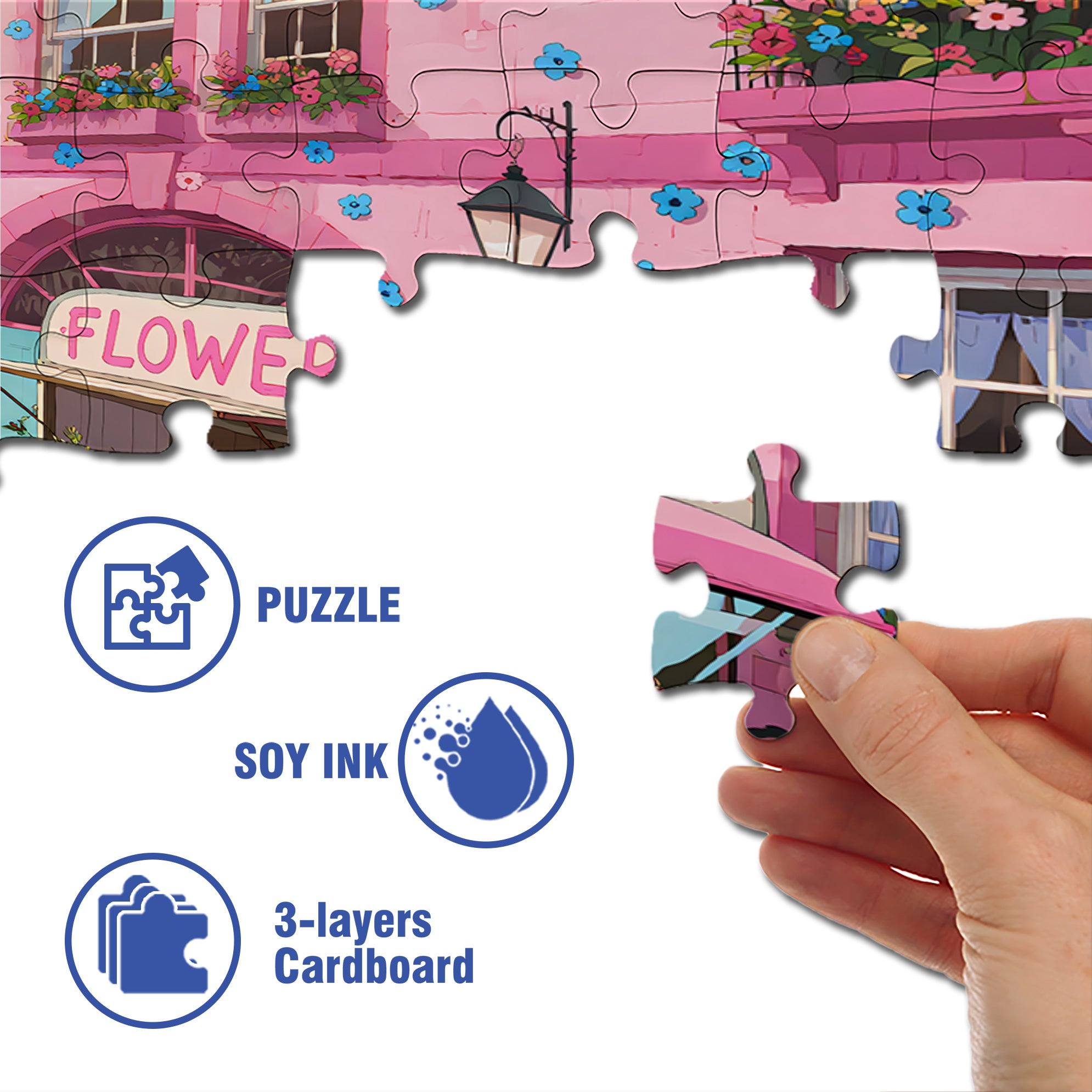 Flower Truck 500pcs/1000pcs Jigsaw Puzzle, Scratch-Resistant, Interactive Family Game & Brain-Boosting DIY Decor, Perfect for Halloween, Christmas & New Year Gifts, Family Puzzle Game