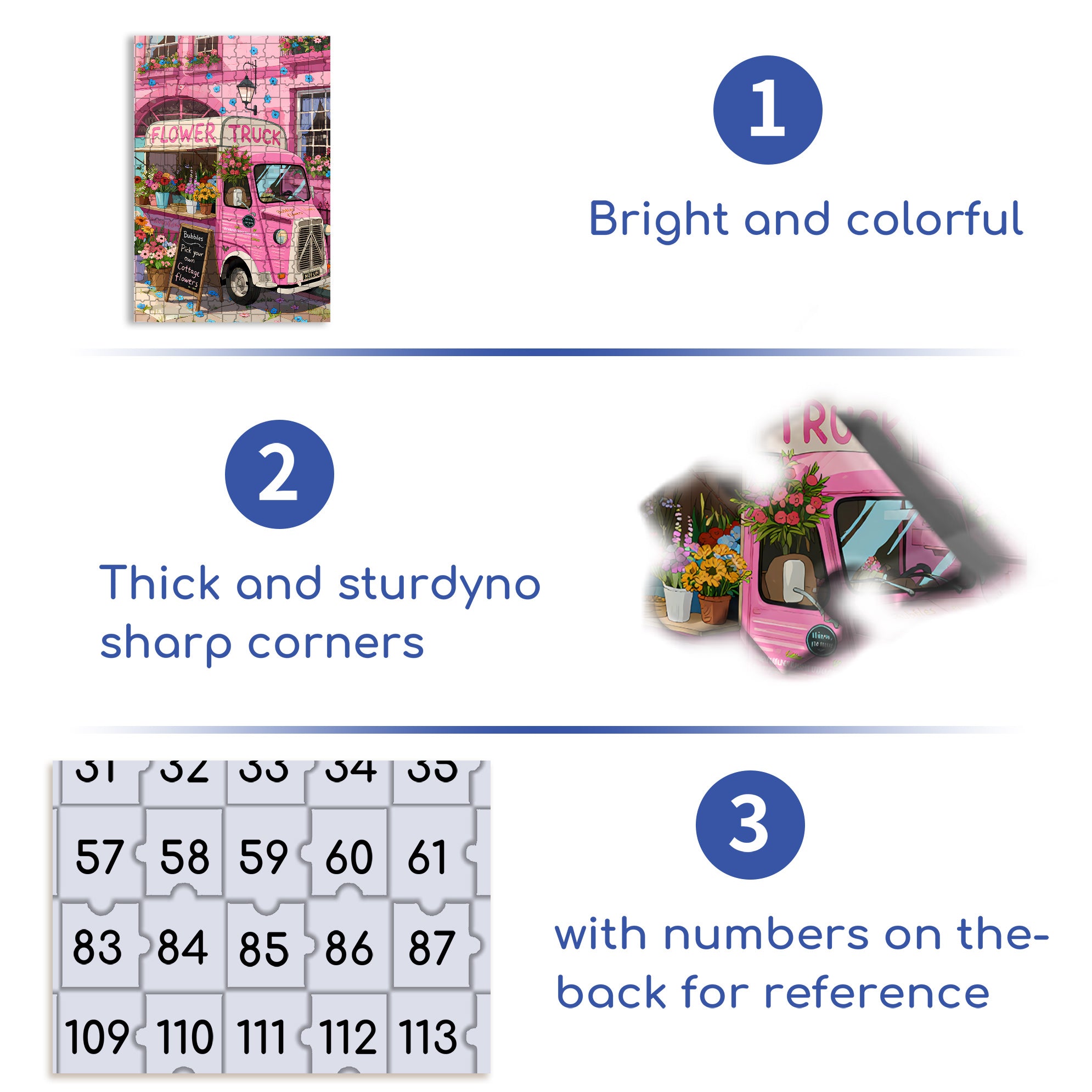 Flower Truck 500pcs/1000pcs Jigsaw Puzzle, Scratch-Resistant, Interactive Family Game & Brain-Boosting DIY Decor, Perfect for Halloween, Christmas & New Year Gifts, Family Puzzle Game