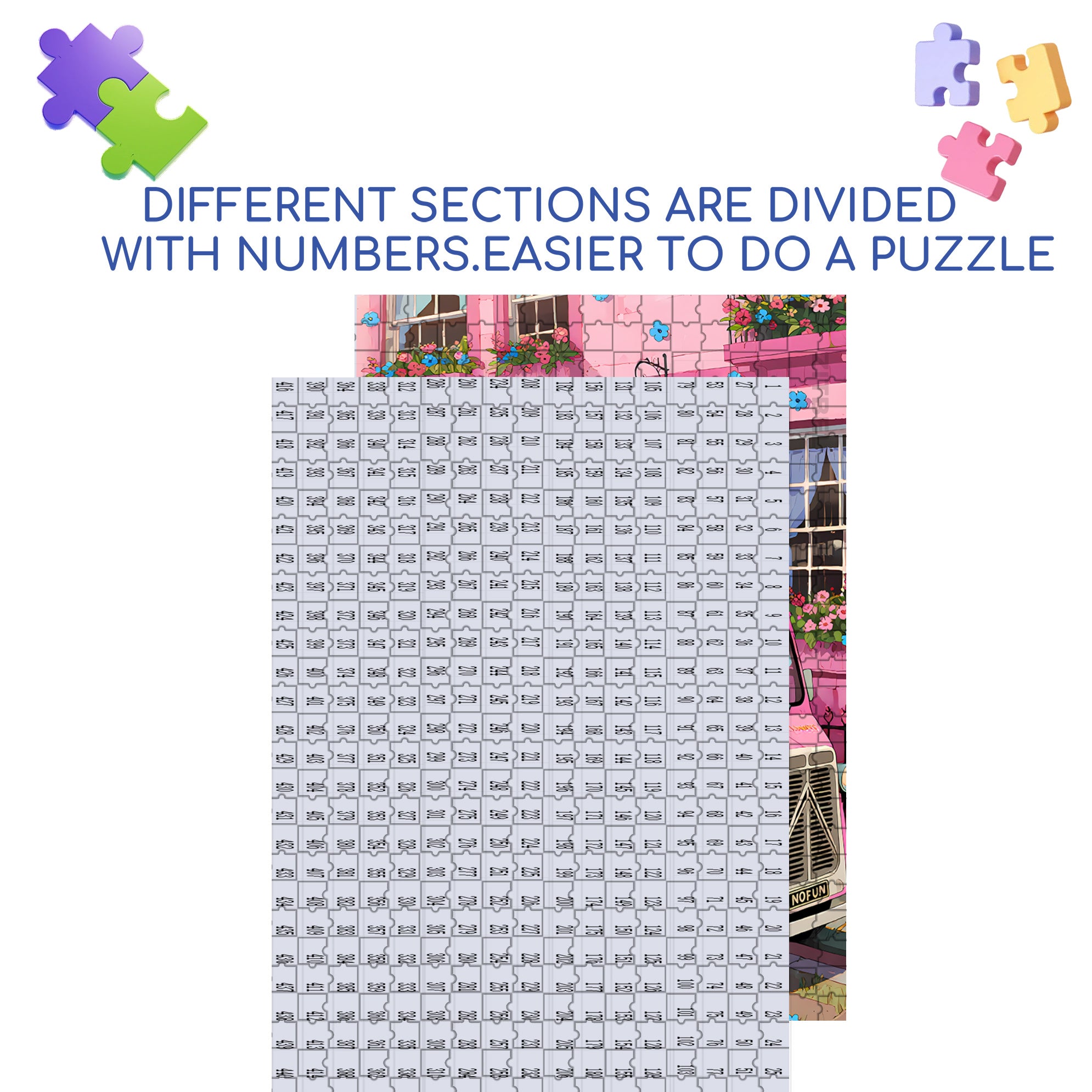 Flower Truck 500pcs/1000pcs Jigsaw Puzzle, Scratch-Resistant, Interactive Family Game & Brain-Boosting DIY Decor, Perfect for Halloween, Christmas & New Year Gifts, Family Puzzle Game