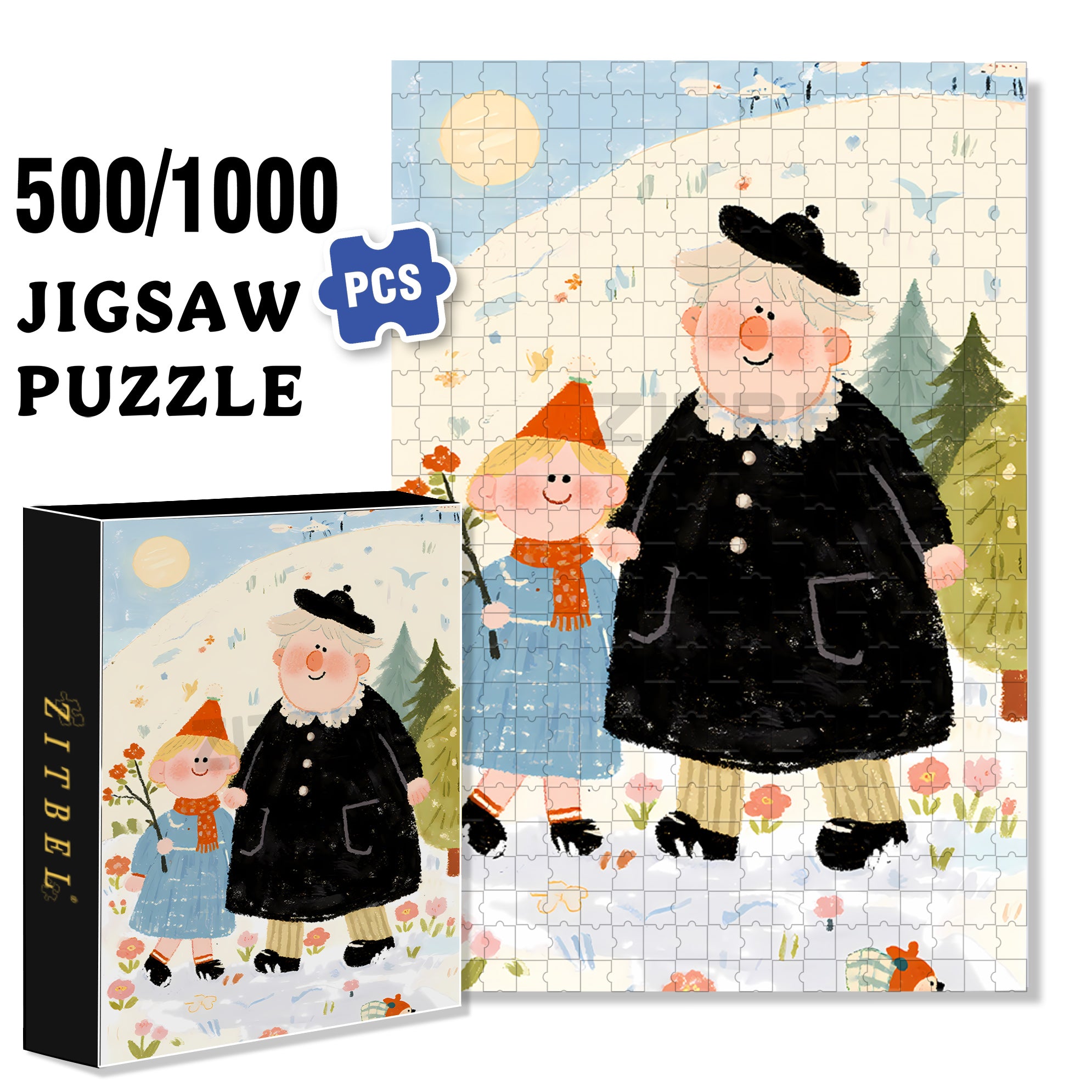 Hand In Hand 500pcs/1000pcs Jigsaw Puzzle, Scratch-Resistant, Interactive Family Game & Brain-Boosting DIY Decor, Perfect for Halloween, Christmas & New Year Gifts, Family Puzzle Game