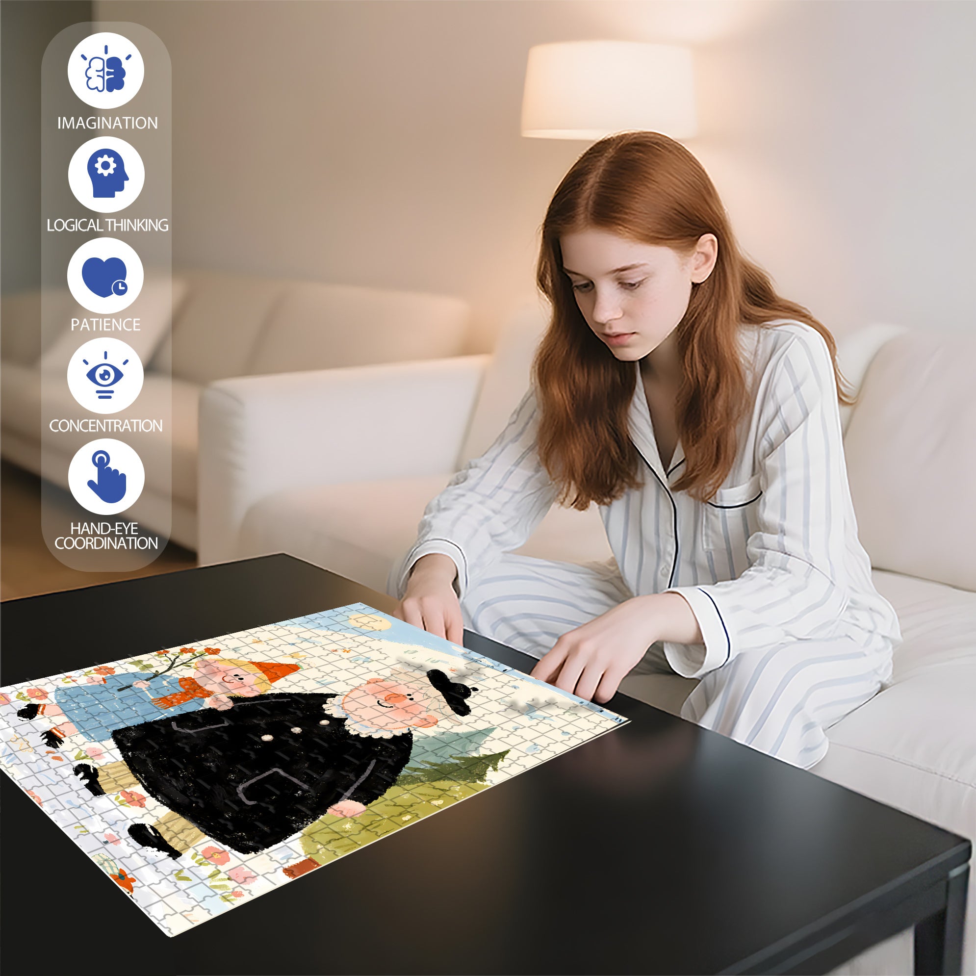 Hand In Hand 500pcs/1000pcs Jigsaw Puzzle, Scratch-Resistant, Interactive Family Game & Brain-Boosting DIY Decor, Perfect for Halloween, Christmas & New Year Gifts, Family Puzzle Game