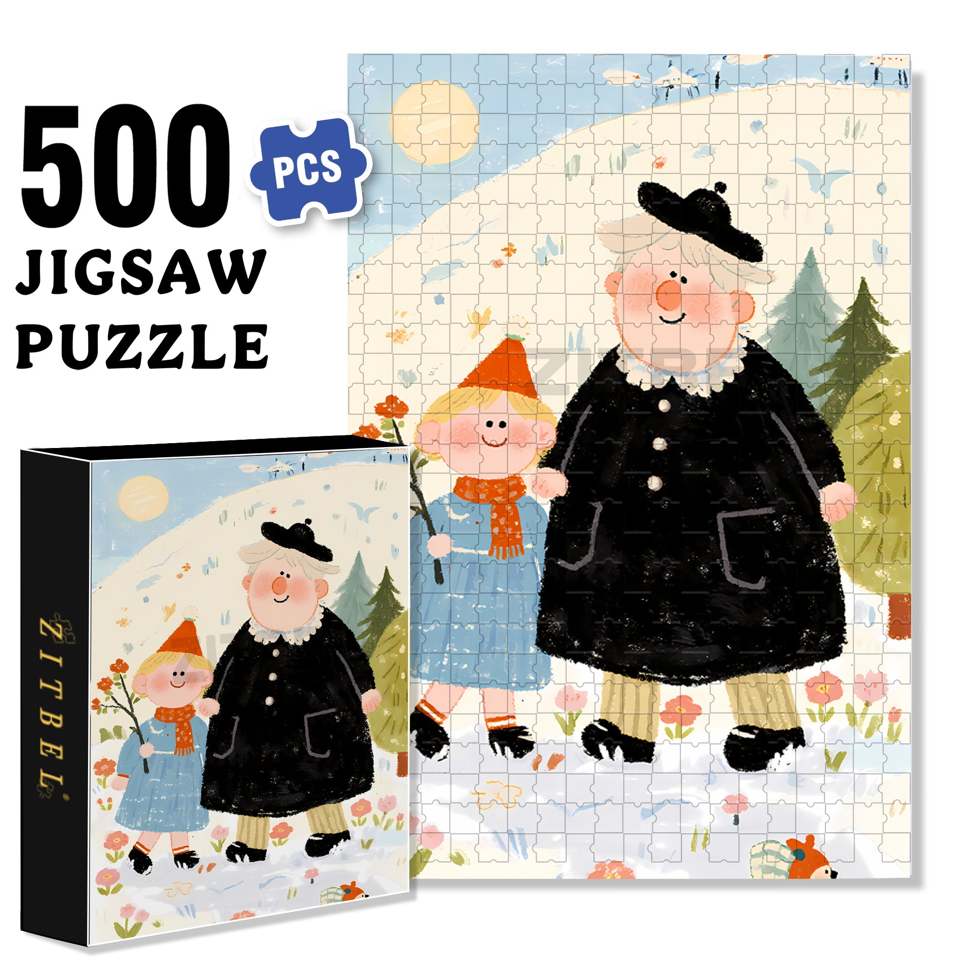 Hand In Hand 500pcs/1000pcs Jigsaw Puzzle, Scratch-Resistant, Interactive Family Game & Brain-Boosting DIY Decor, Perfect for Halloween, Christmas & New Year Gifts, Family Puzzle Game