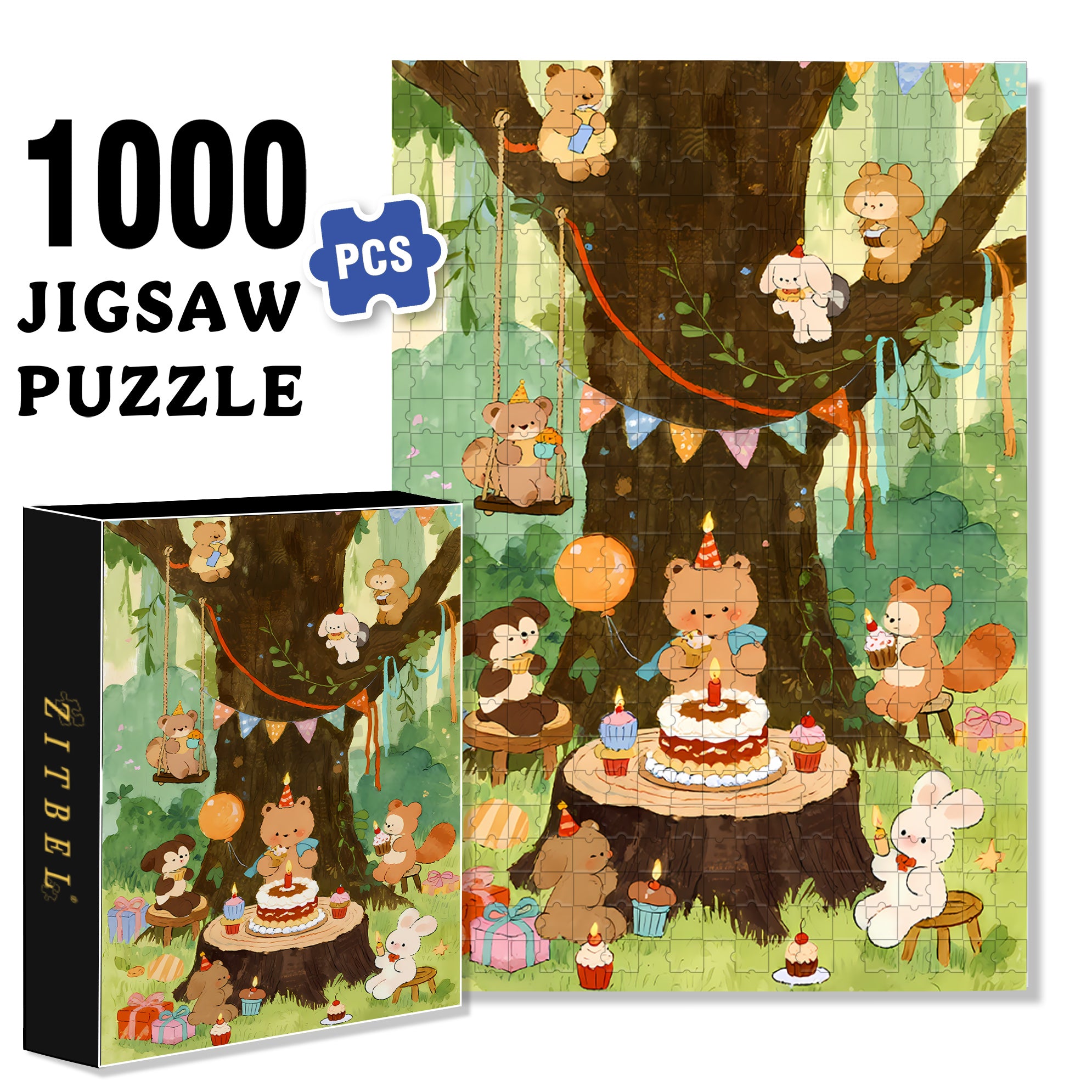 Happy Birthday! 500pcs/1000pcs Jigsaw Puzzle, Scratch-Resistant, Interactive Family Game & Brain-Boosting DIY Decor, Perfect for Halloween, Christmas & New Year Gifts, Family Puzzle Game