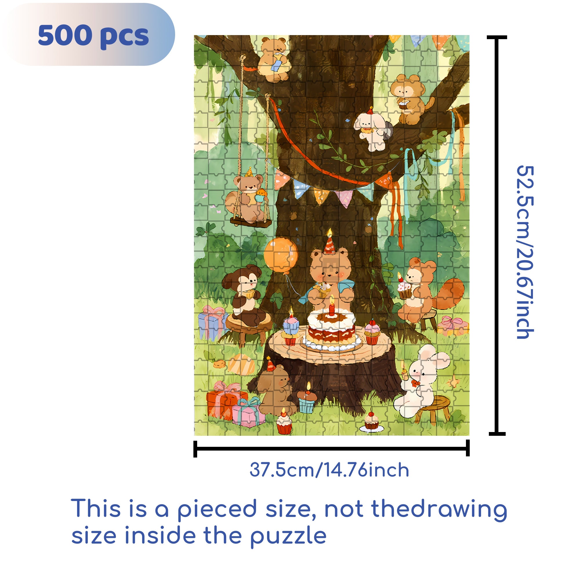 Happy Birthday! 500pcs/1000pcs Jigsaw Puzzle, Scratch-Resistant, Interactive Family Game & Brain-Boosting DIY Decor, Perfect for Halloween, Christmas & New Year Gifts, Family Puzzle Game