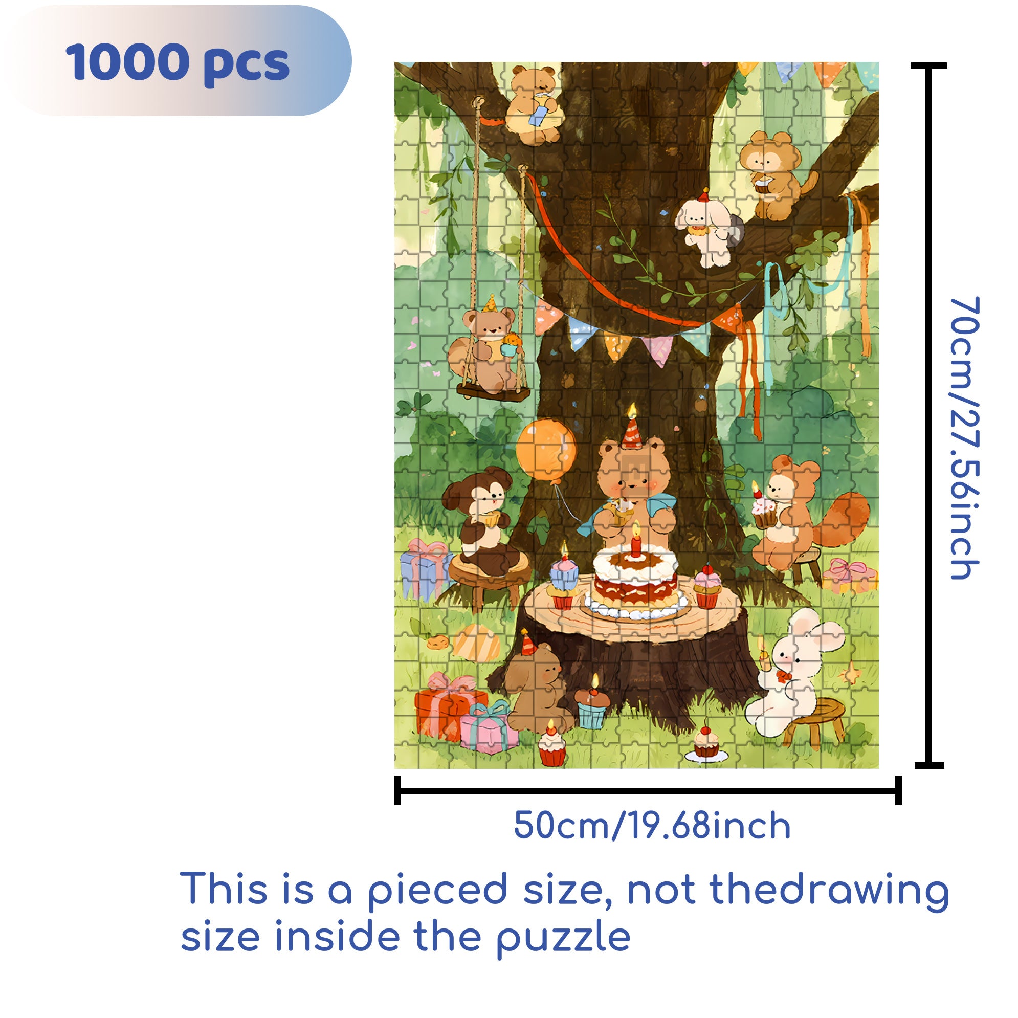 Happy Birthday! 500pcs/1000pcs Jigsaw Puzzle, Scratch-Resistant, Interactive Family Game & Brain-Boosting DIY Decor, Perfect for Halloween, Christmas & New Year Gifts, Family Puzzle Game