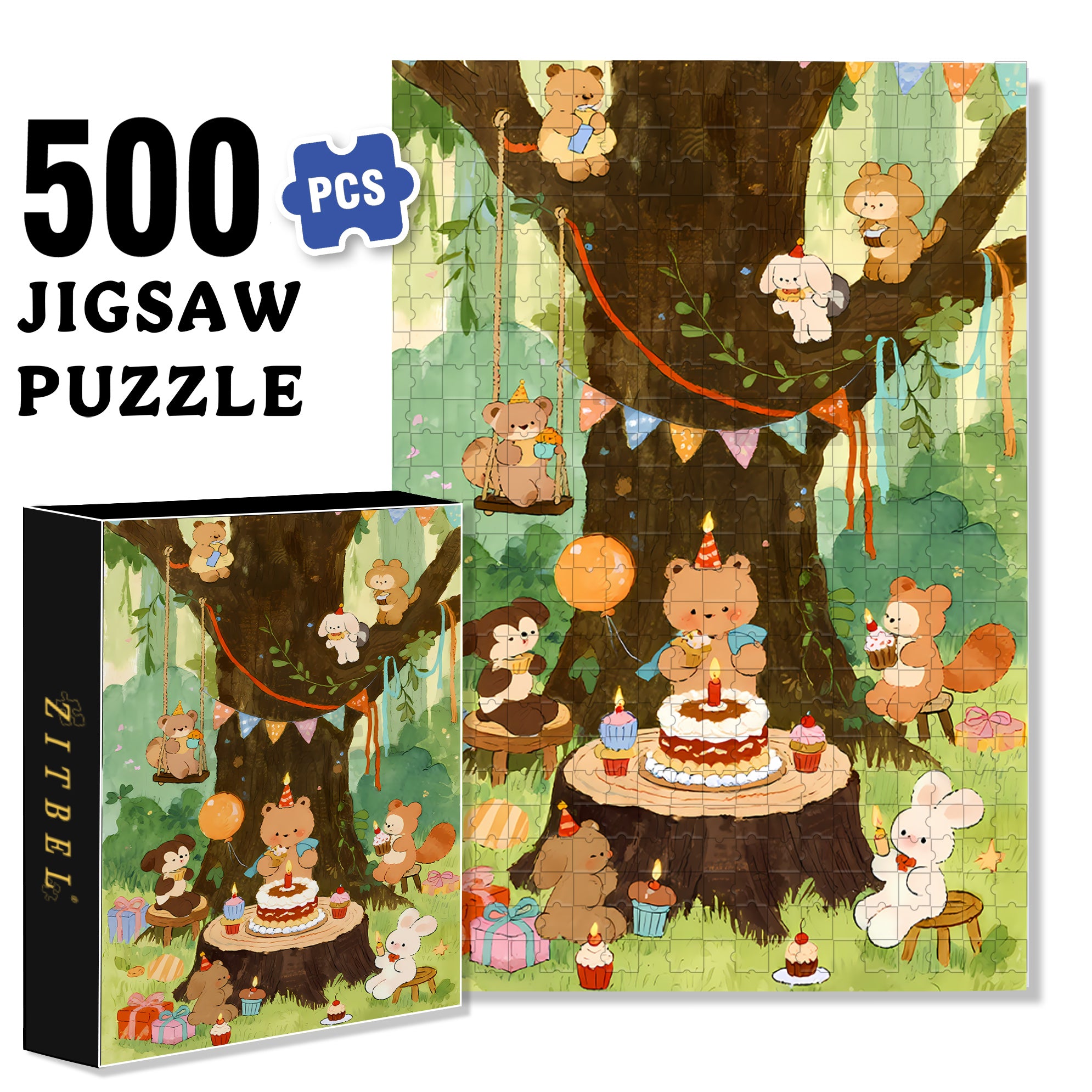 Happy Birthday! 500pcs/1000pcs Jigsaw Puzzle, Scratch-Resistant, Interactive Family Game & Brain-Boosting DIY Decor, Perfect for Halloween, Christmas & New Year Gifts, Family Puzzle Game