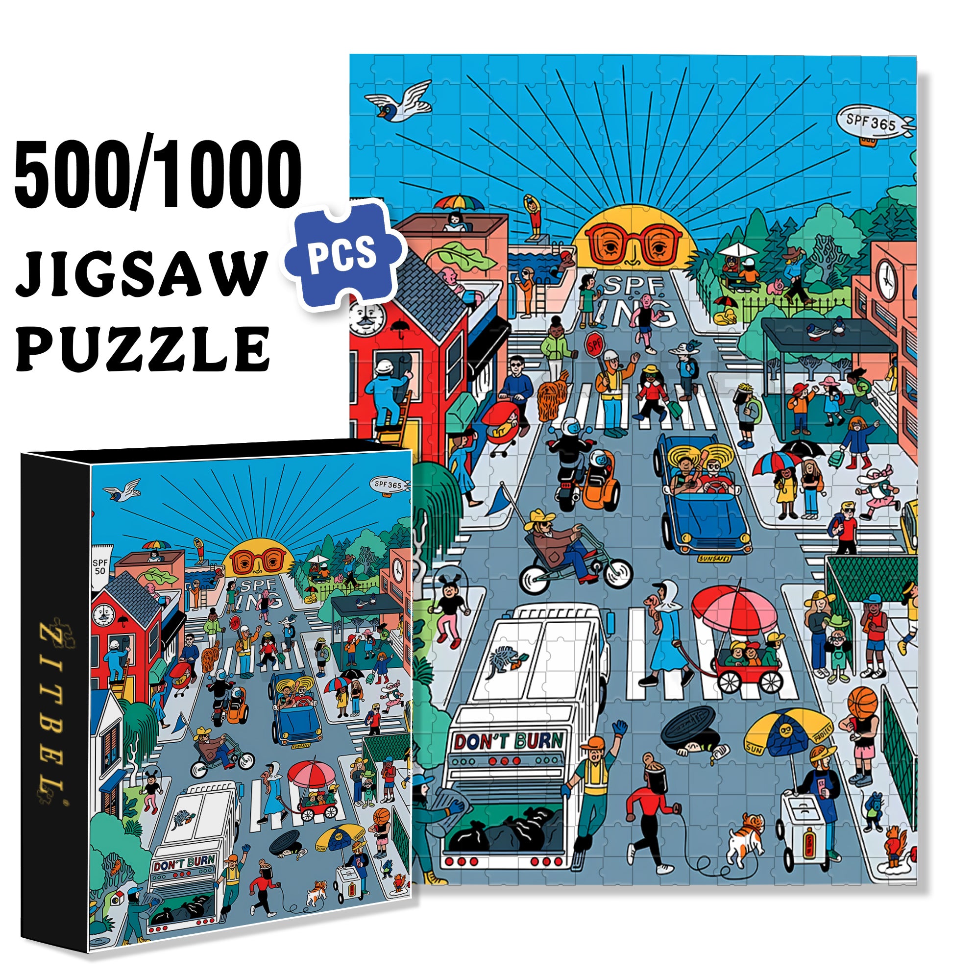 Harmonious Community 500pcs/1000pcs Jigsaw Puzzle, Scratch-Resistant, Interactive Family Game & Brain-Boosting DIY Decor, Perfect for Halloween, Christmas & New Year Gifts, Family Puzzle Game