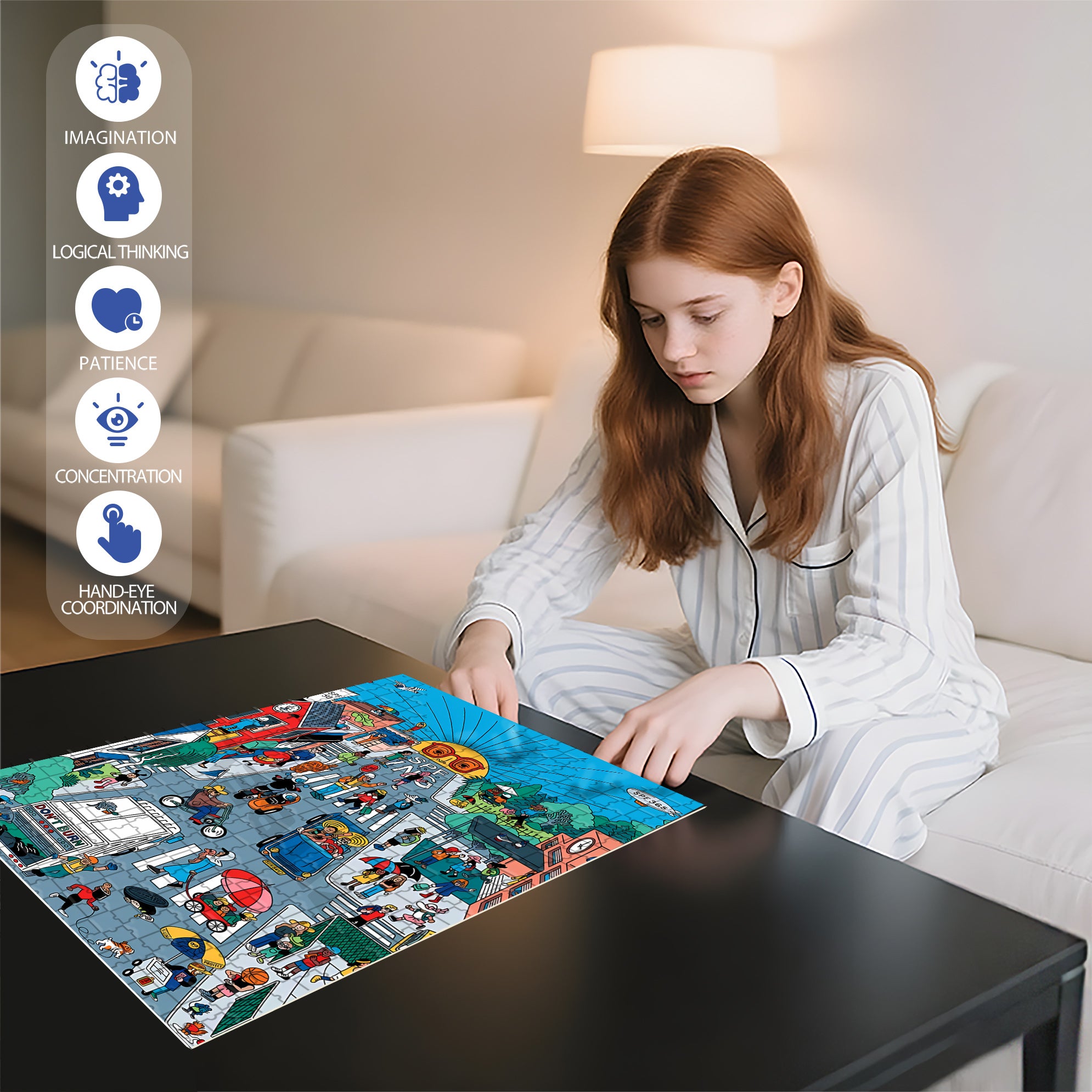 Harmonious Community 500pcs/1000pcs Jigsaw Puzzle, Scratch-Resistant, Interactive Family Game & Brain-Boosting DIY Decor, Perfect for Halloween, Christmas & New Year Gifts, Family Puzzle Game