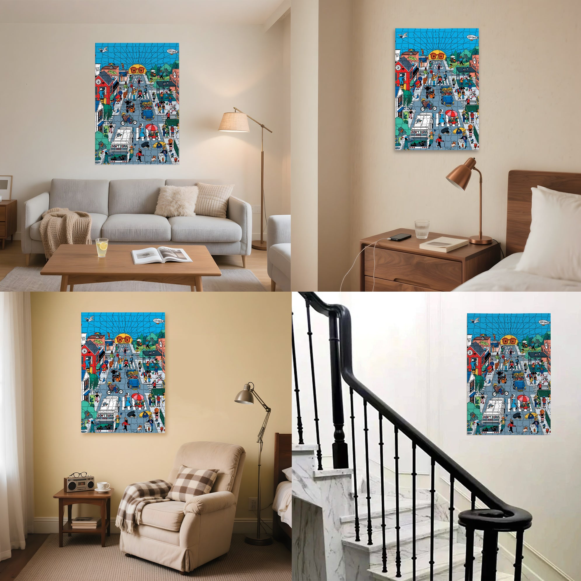 Harmonious Community 500pcs/1000pcs Jigsaw Puzzle, Scratch-Resistant, Interactive Family Game & Brain-Boosting DIY Decor, Perfect for Halloween, Christmas & New Year Gifts, Family Puzzle Game