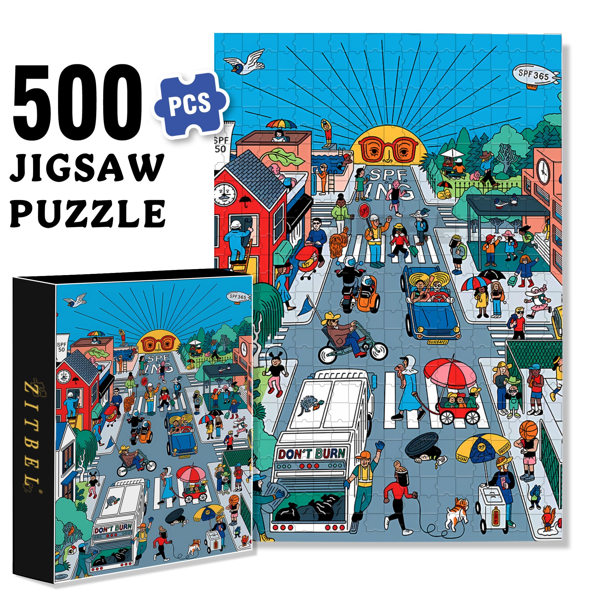 Harmonious Community 500pcs/1000pcs Jigsaw Puzzle, Scratch-Resistant, Interactive Family Game & Brain-Boosting DIY Decor, Perfect for Halloween, Christmas & New Year Gifts, Family Puzzle Game