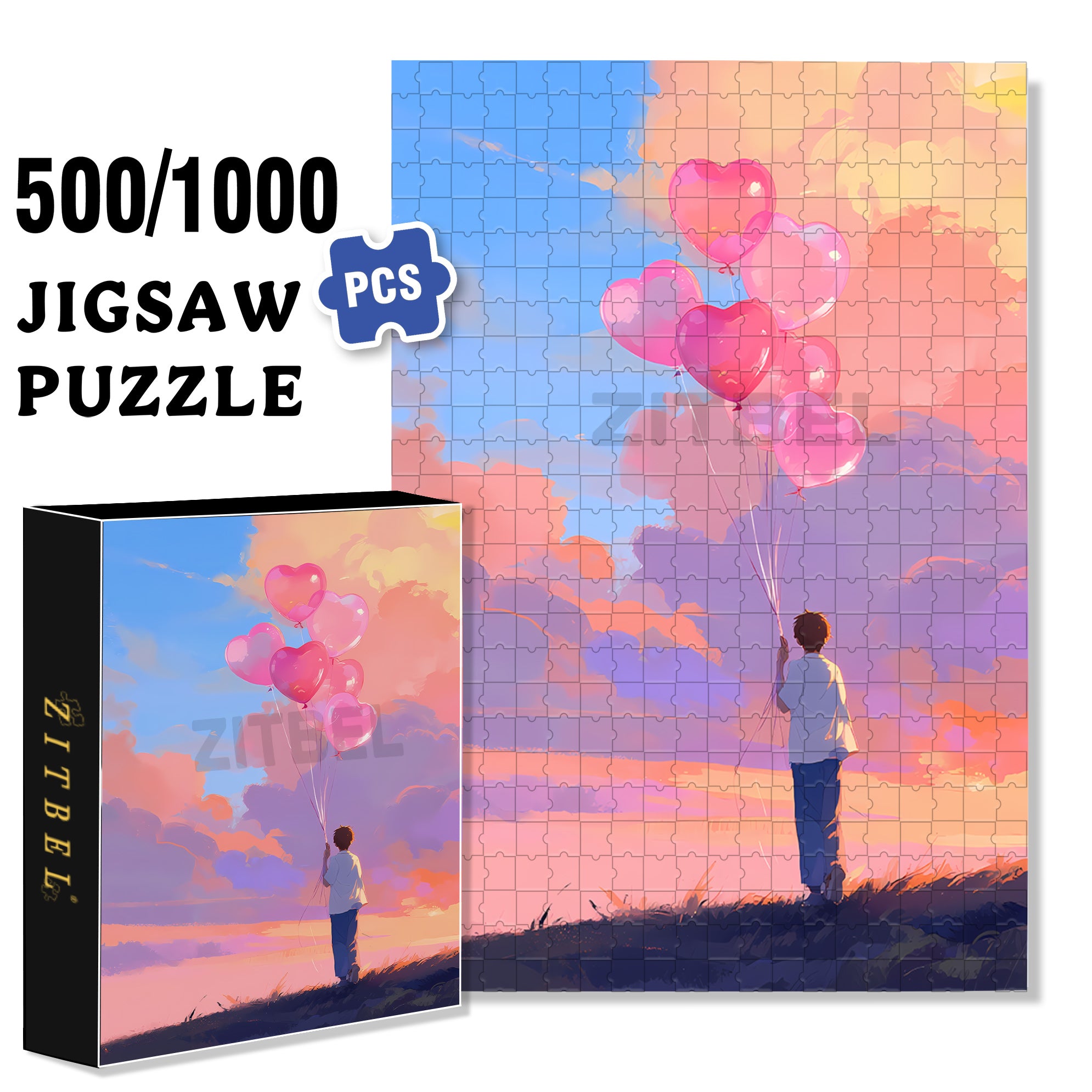 Heart Shape 500pcs/1000pcs Jigsaw Puzzle, Scratch-Resistant, Interactive Family Game & Brain-Boosting DIY Decor, Perfect for Halloween, Christmas & New Year Gifts, Family Puzzle Game