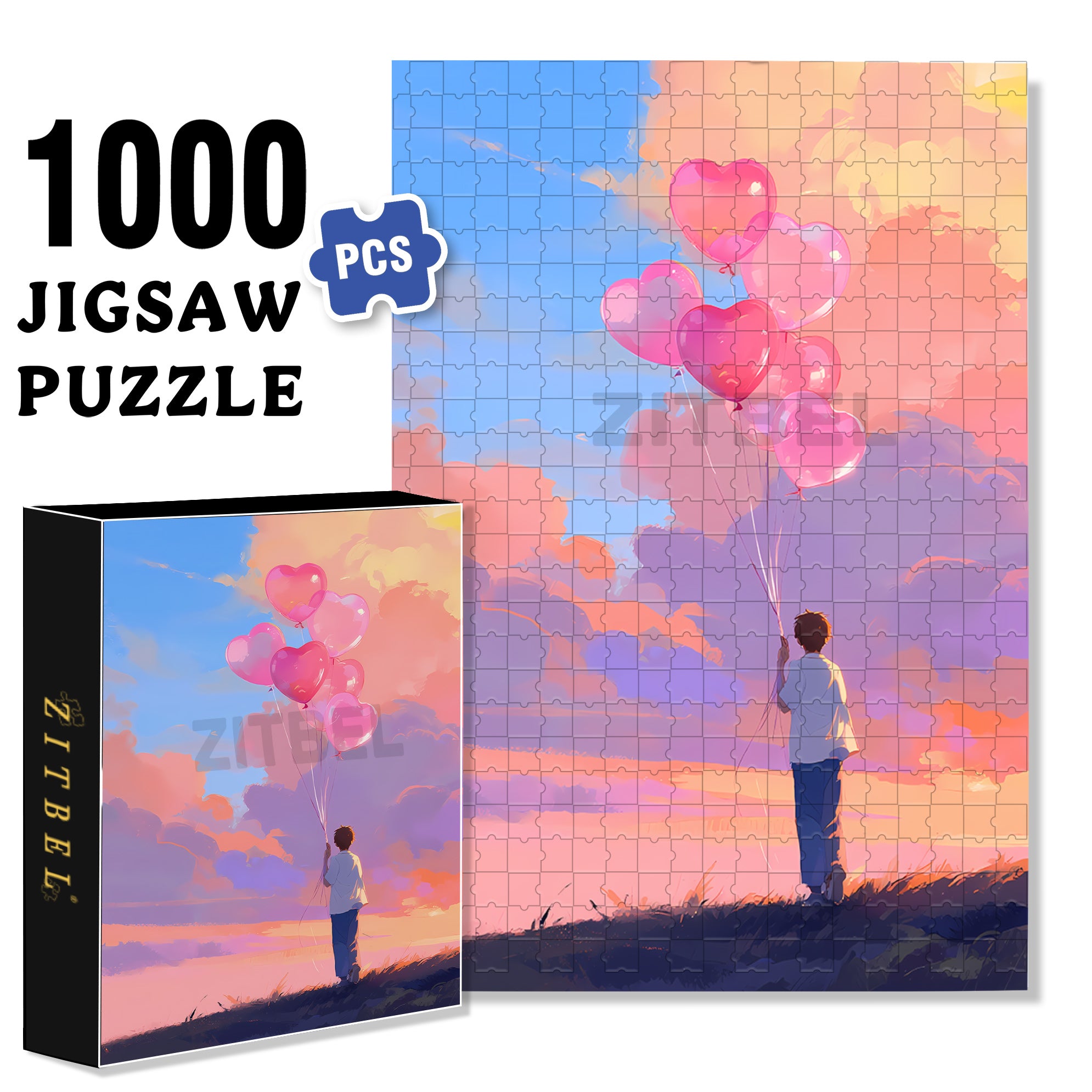 Heart Shape 500pcs/1000pcs Jigsaw Puzzle, Scratch-Resistant, Interactive Family Game & Brain-Boosting DIY Decor, Perfect for Halloween, Christmas & New Year Gifts, Family Puzzle Game