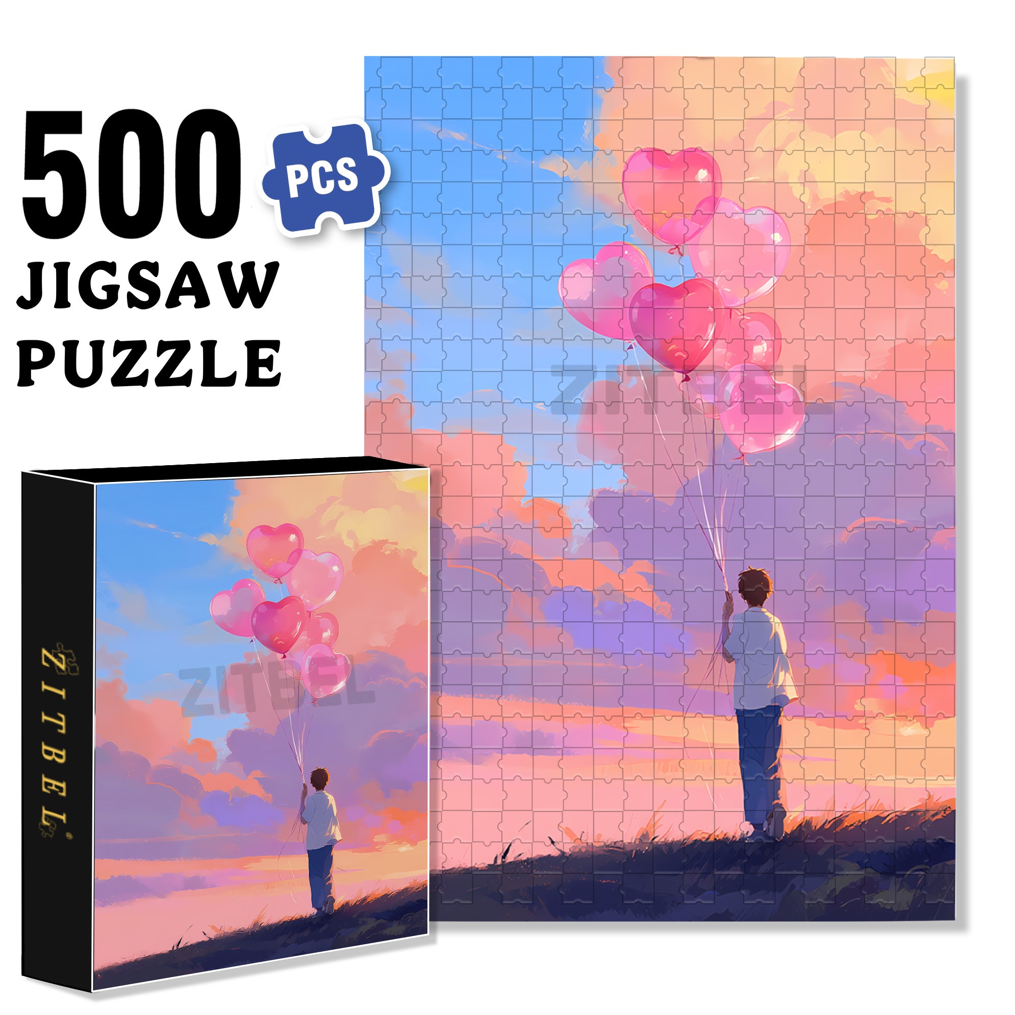 Heart Shape 500pcs/1000pcs Jigsaw Puzzle, Scratch-Resistant, Interactive Family Game & Brain-Boosting DIY Decor, Perfect for Halloween, Christmas & New Year Gifts, Family Puzzle Game
