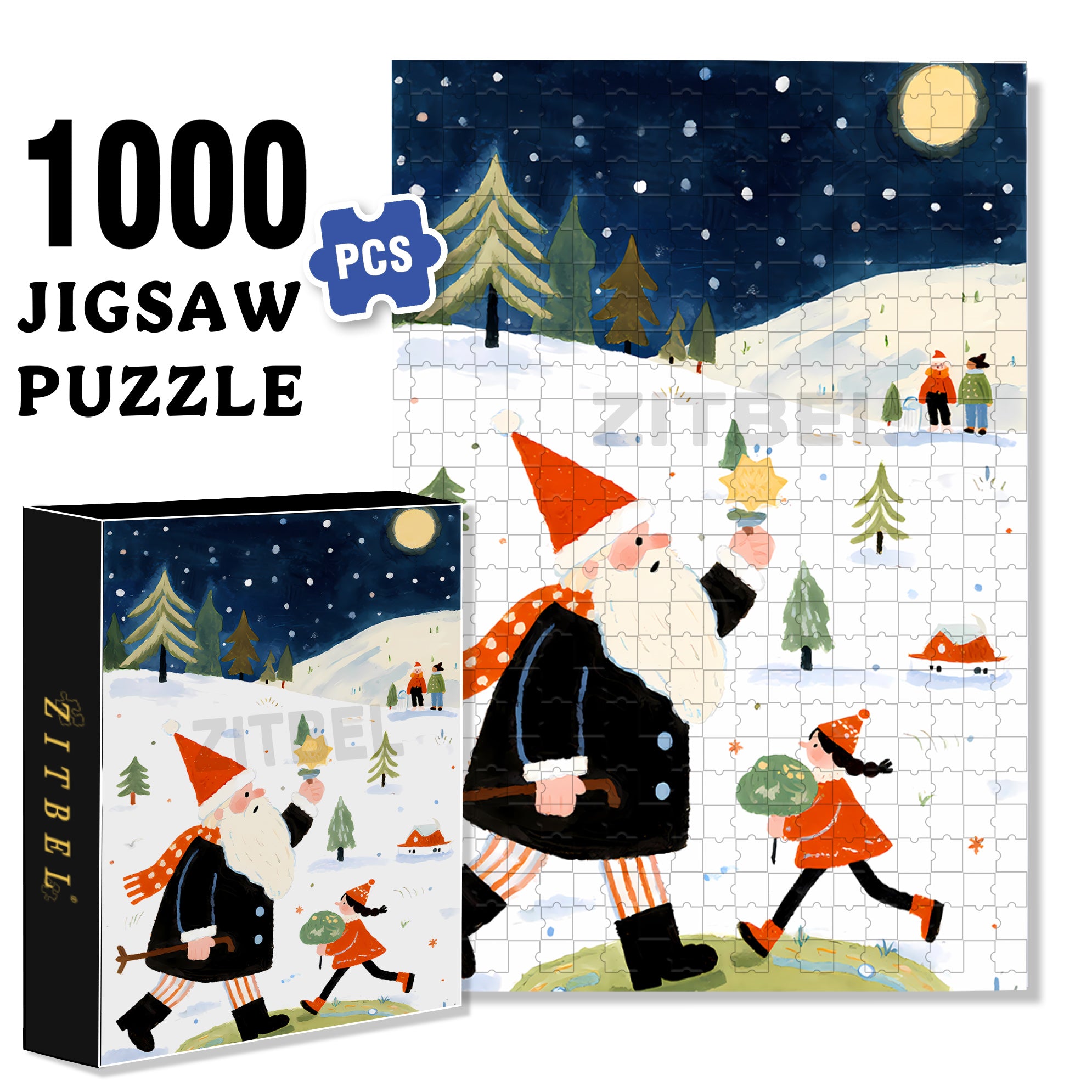 Here You Go 500pcs/1000pcs Jigsaw Puzzle, Scratch-Resistant, Interactive Family Game & Brain-Boosting DIY Decor, Perfect for Halloween, Christmas & New Year Gifts, Family Puzzle Game