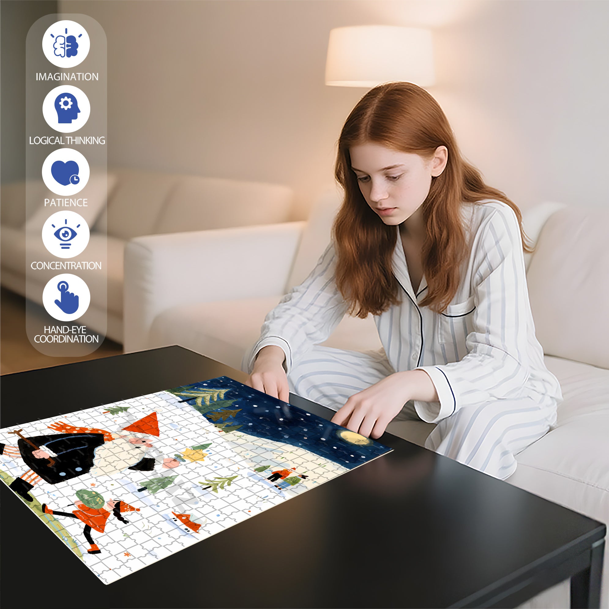 Here You Go 500pcs/1000pcs Jigsaw Puzzle, Scratch-Resistant, Interactive Family Game & Brain-Boosting DIY Decor, Perfect for Halloween, Christmas & New Year Gifts, Family Puzzle Game