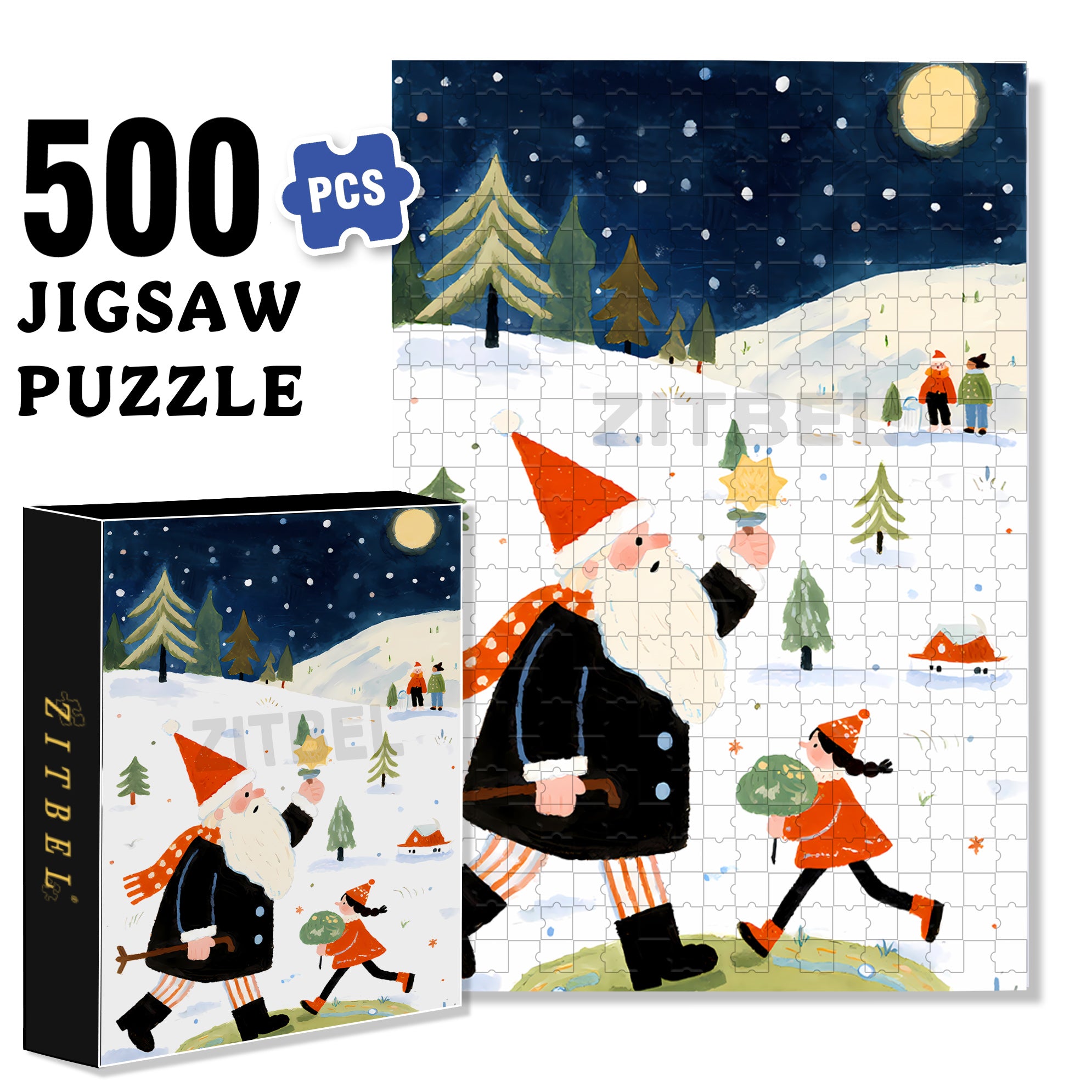 Here You Go 500pcs/1000pcs Jigsaw Puzzle, Scratch-Resistant, Interactive Family Game & Brain-Boosting DIY Decor, Perfect for Halloween, Christmas & New Year Gifts, Family Puzzle Game