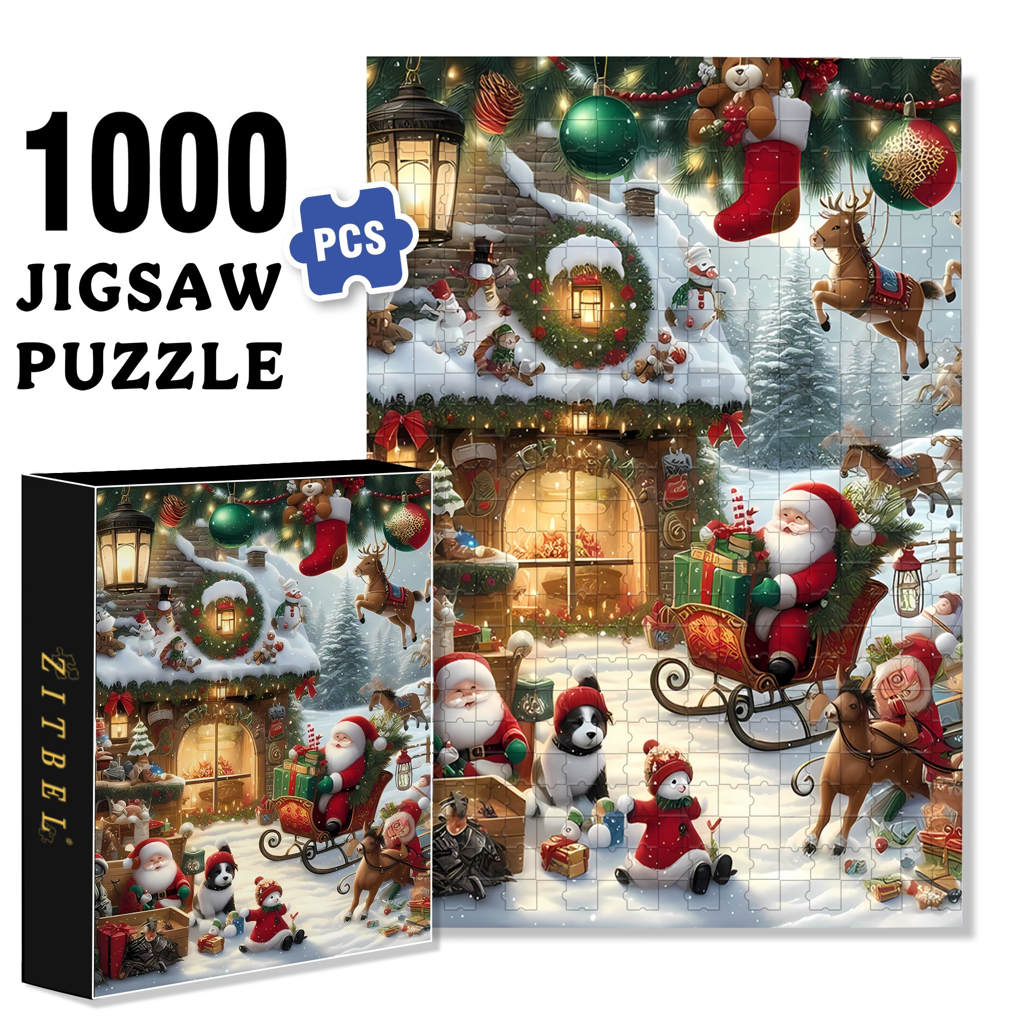 Ho-Ho-Ho 500pcs/1000pcs Jigsaw Puzzle, Scratch-Resistant, Interactive Family Game & Brain-Boosting DIY Decor, Perfect for Halloween, Christmas & New Year Gifts, Family Puzzle Game