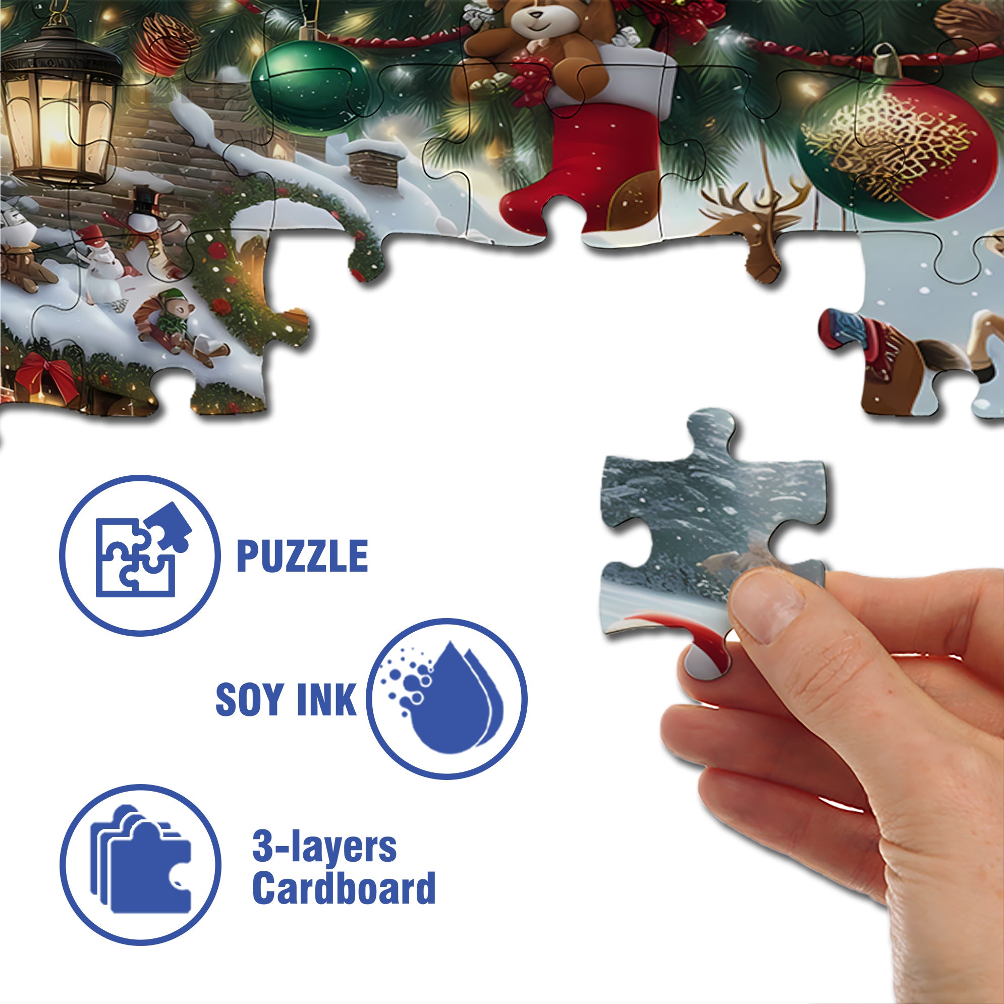 Ho-Ho-Ho 500pcs/1000pcs Jigsaw Puzzle, Scratch-Resistant, Interactive Family Game & Brain-Boosting DIY Decor, Perfect for Halloween, Christmas & New Year Gifts, Family Puzzle Game