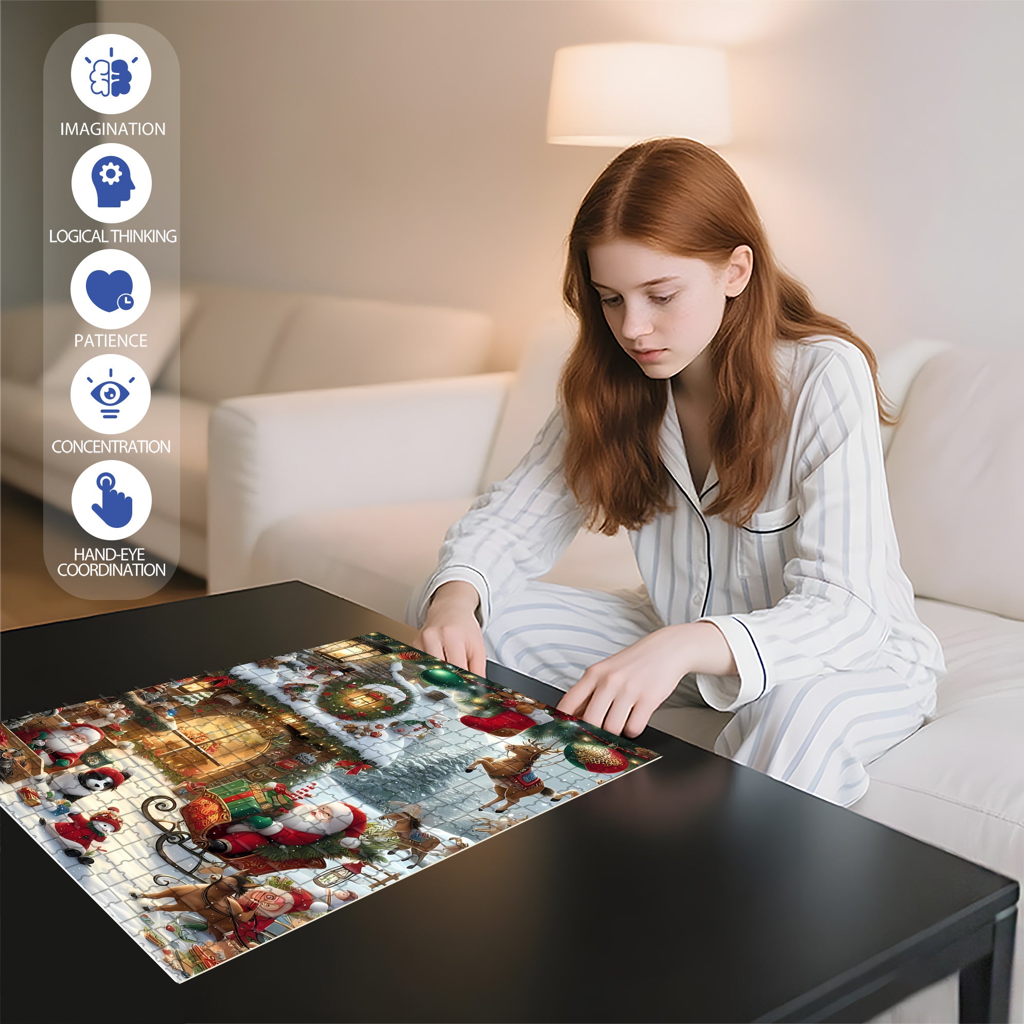 Ho-Ho-Ho 500pcs/1000pcs Jigsaw Puzzle, Scratch-Resistant, Interactive Family Game & Brain-Boosting DIY Decor, Perfect for Halloween, Christmas & New Year Gifts, Family Puzzle Game