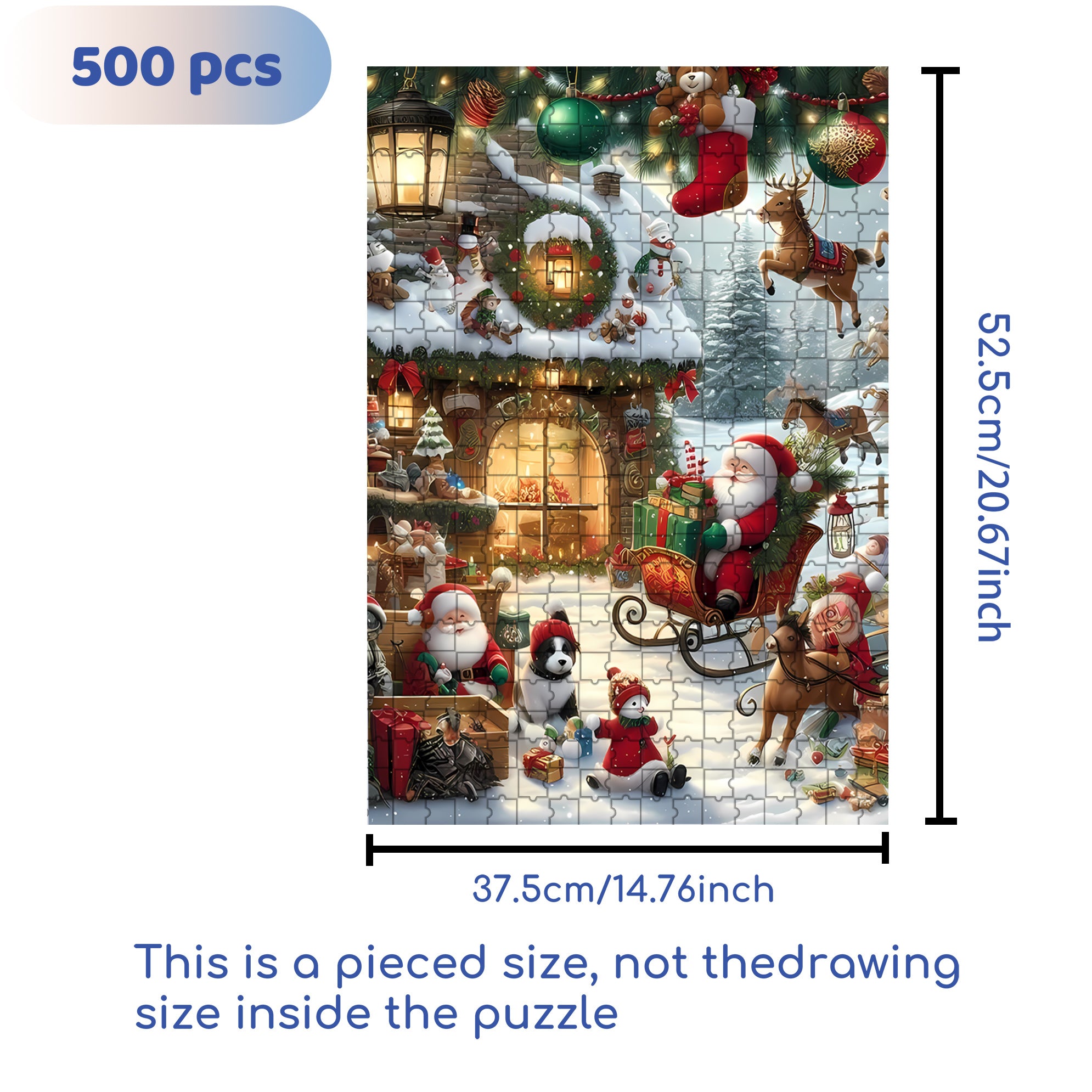 Ho-Ho-Ho 500pcs/1000pcs Jigsaw Puzzle, Scratch-Resistant, Interactive Family Game & Brain-Boosting DIY Decor, Perfect for Halloween, Christmas & New Year Gifts, Family Puzzle Game
