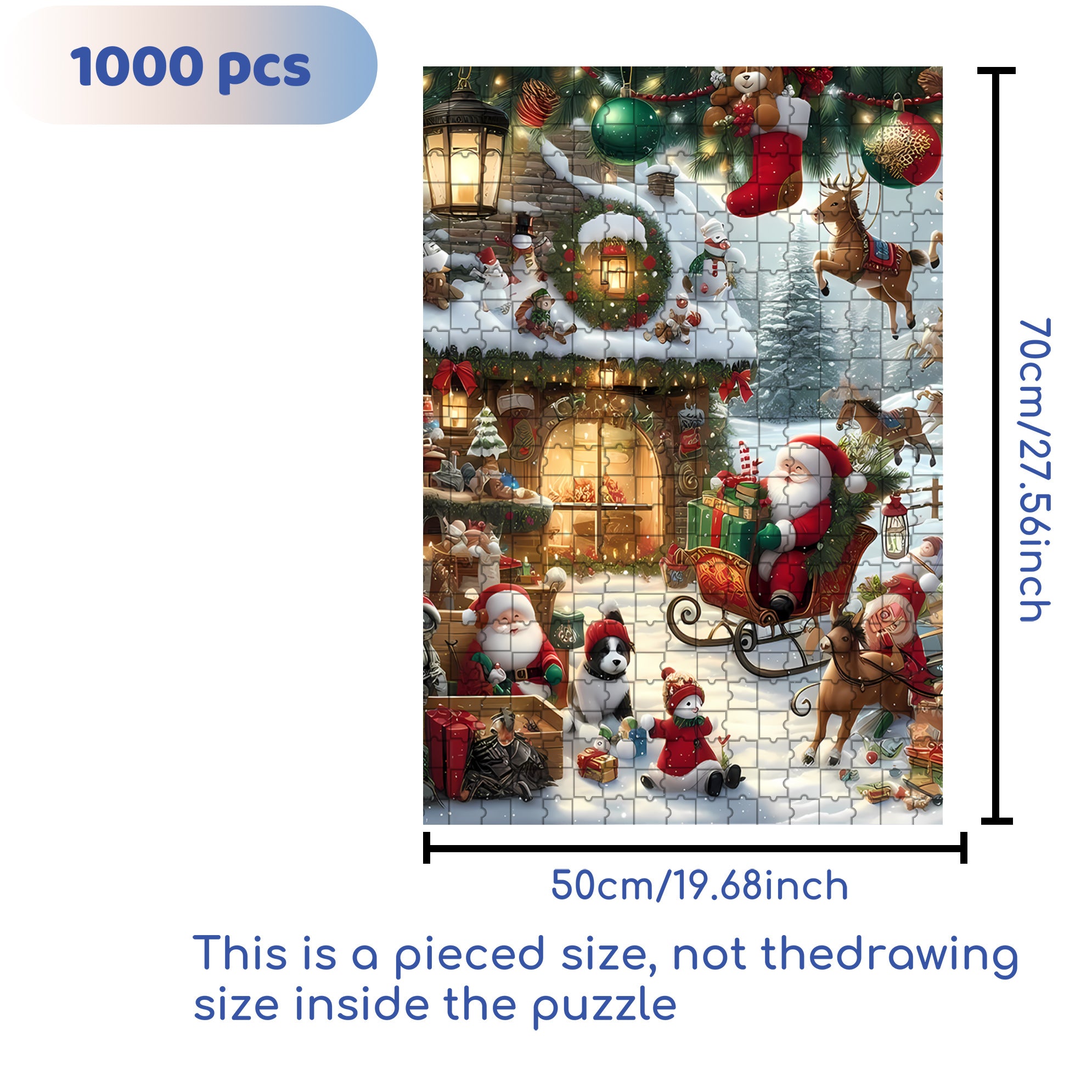 Ho-Ho-Ho 500pcs/1000pcs Jigsaw Puzzle, Scratch-Resistant, Interactive Family Game & Brain-Boosting DIY Decor, Perfect for Halloween, Christmas & New Year Gifts, Family Puzzle Game