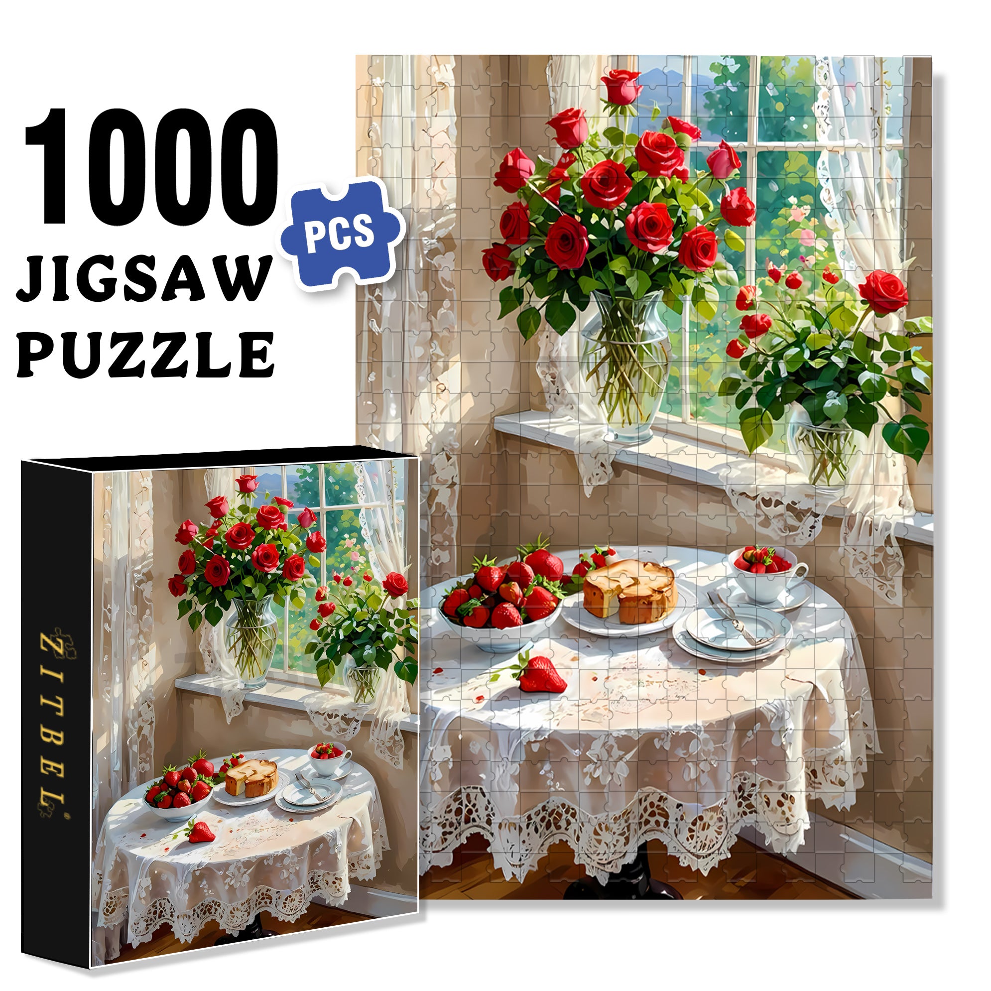 La Vie en Rose 500pcs/1000pcs Jigsaw Puzzle, Scratch-Resistant, Interactive Family Game & Brain-Boosting DIY Decor, Perfect for Halloween, Christmas & New Year Gifts, Family Puzzle Game