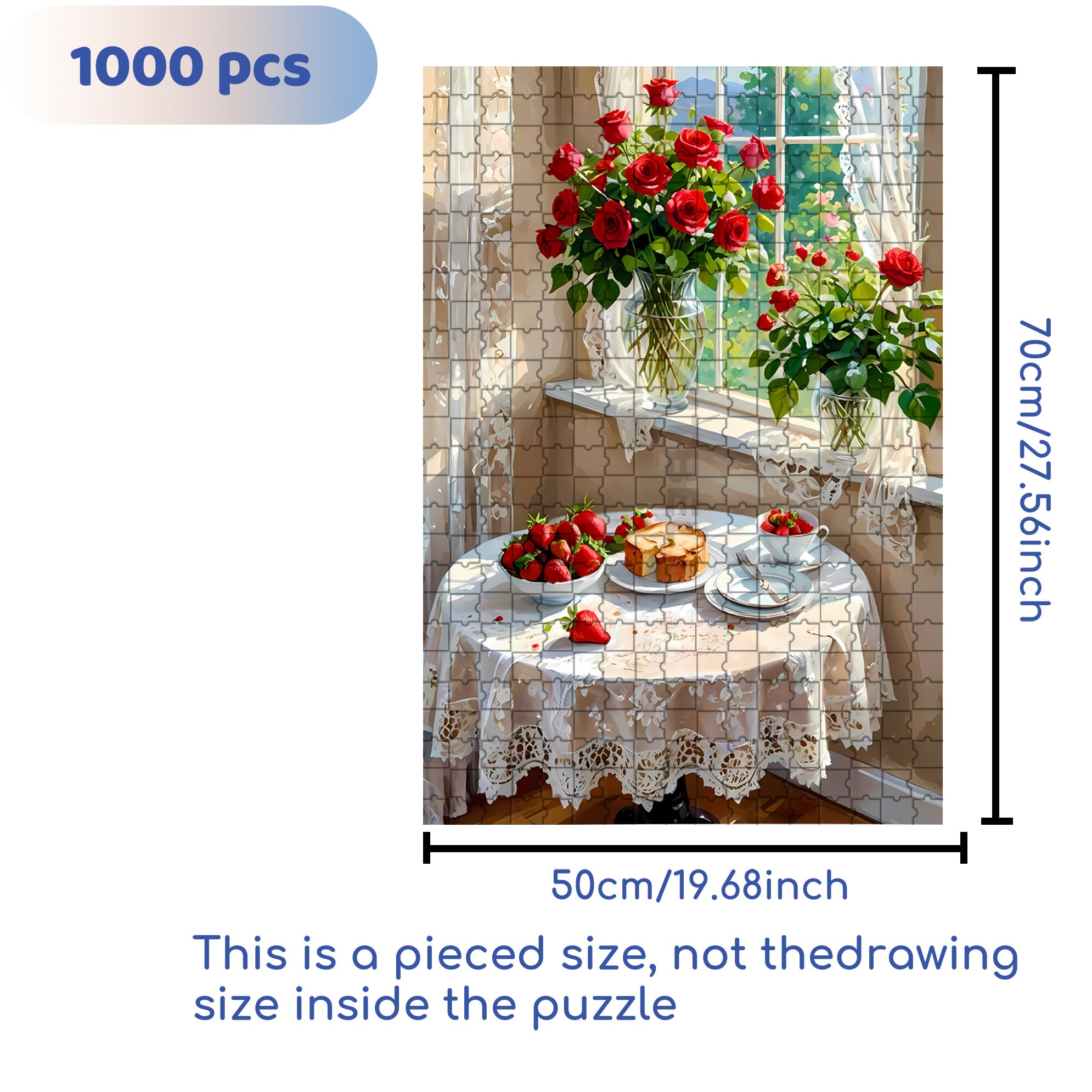 La Vie en Rose 500pcs/1000pcs Jigsaw Puzzle, Scratch-Resistant, Interactive Family Game & Brain-Boosting DIY Decor, Perfect for Halloween, Christmas & New Year Gifts, Family Puzzle Game