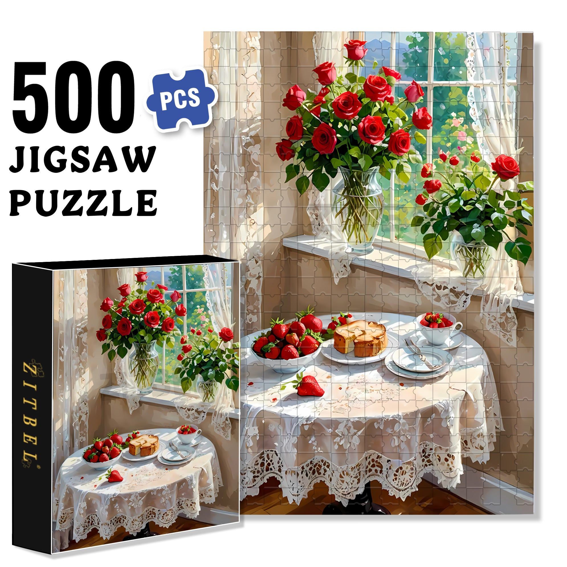 La Vie en Rose 500pcs/1000pcs Jigsaw Puzzle, Scratch-Resistant, Interactive Family Game & Brain-Boosting DIY Decor, Perfect for Halloween, Christmas & New Year Gifts, Family Puzzle Game